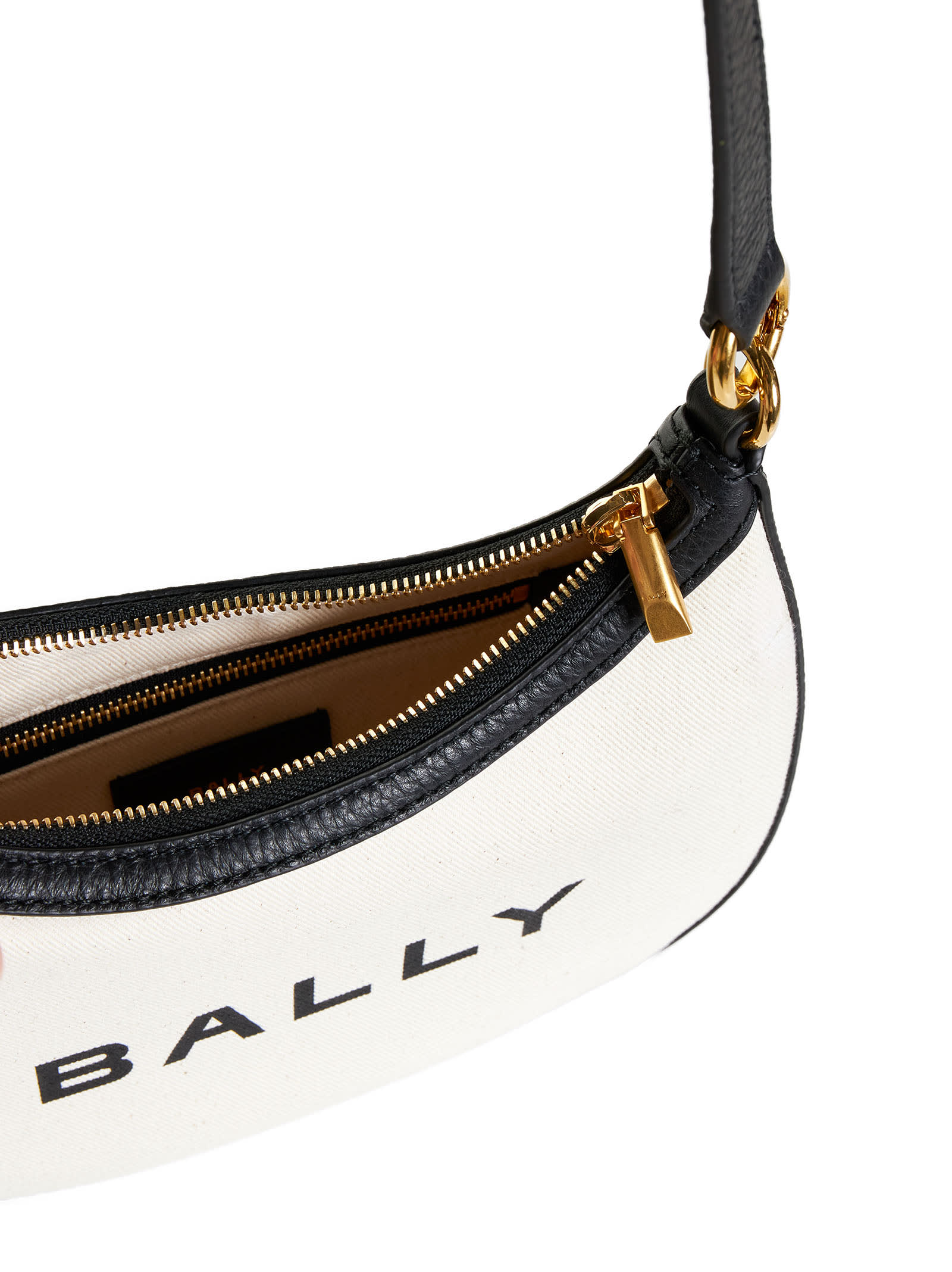 Bally Ellipse Bar Shoulder Bag In Natural/black+oro