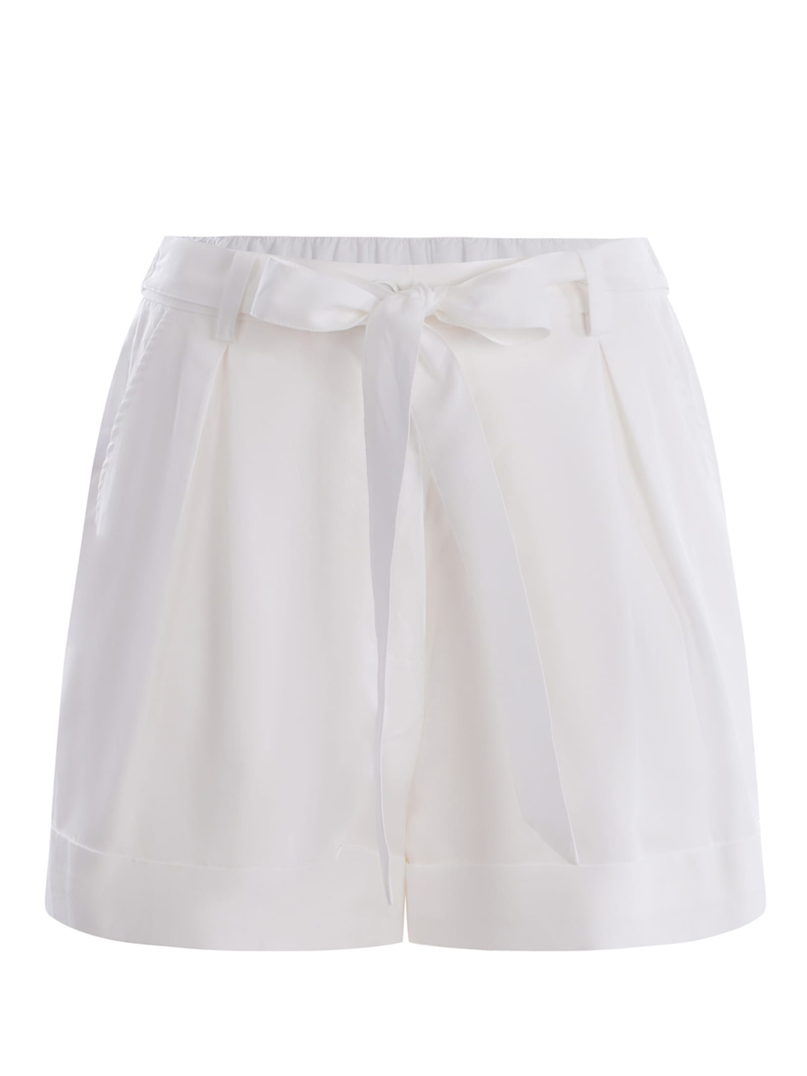 Shop Pinko Shorts  Primula Made Of Slub Linen In Bianco