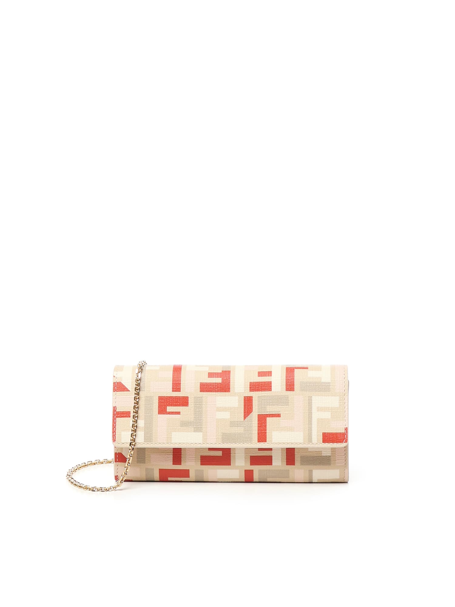 Fendi Ff Chain Continental Wallet In Sand