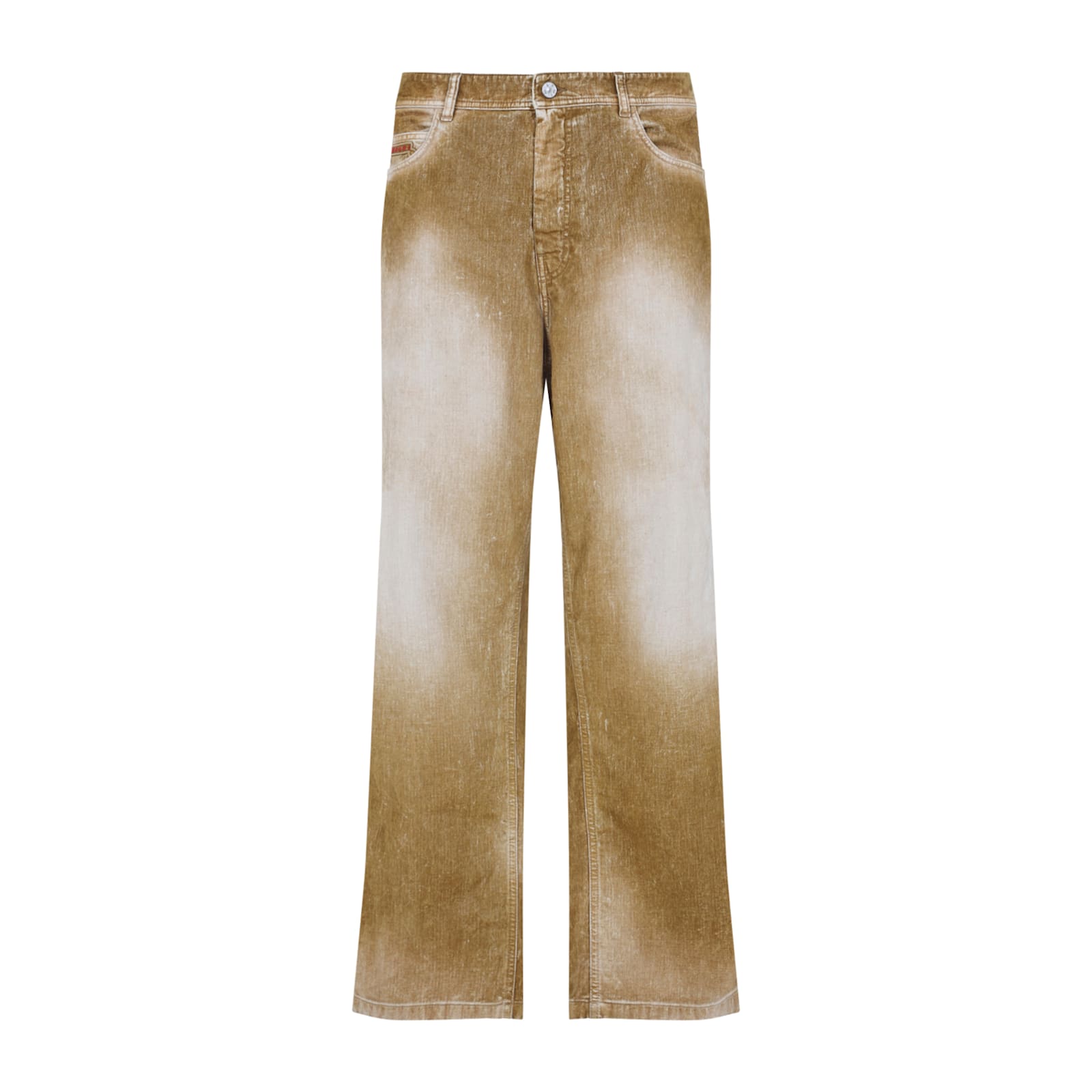 Marni Brown Flocked Denim Trousers With Back Adjuster In Brown