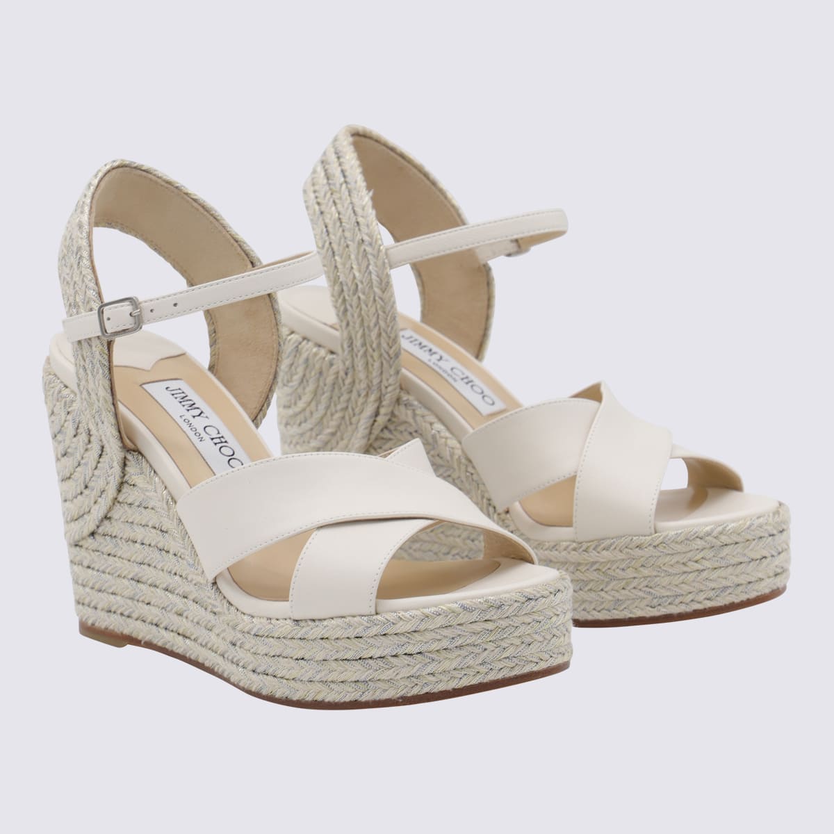 Jimmy Choo Strappy Open Toe Wedge Sandals In Brown