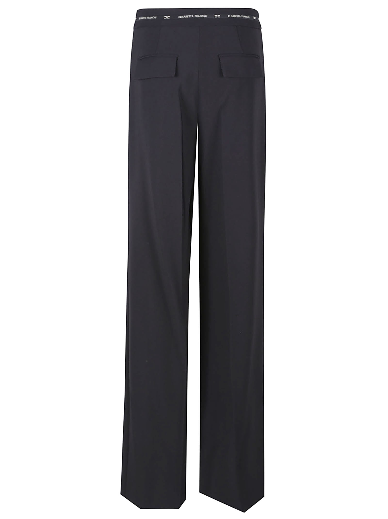 Elisabetta Franchi Trousers Straight Leg Pockets Belt Loops In Black