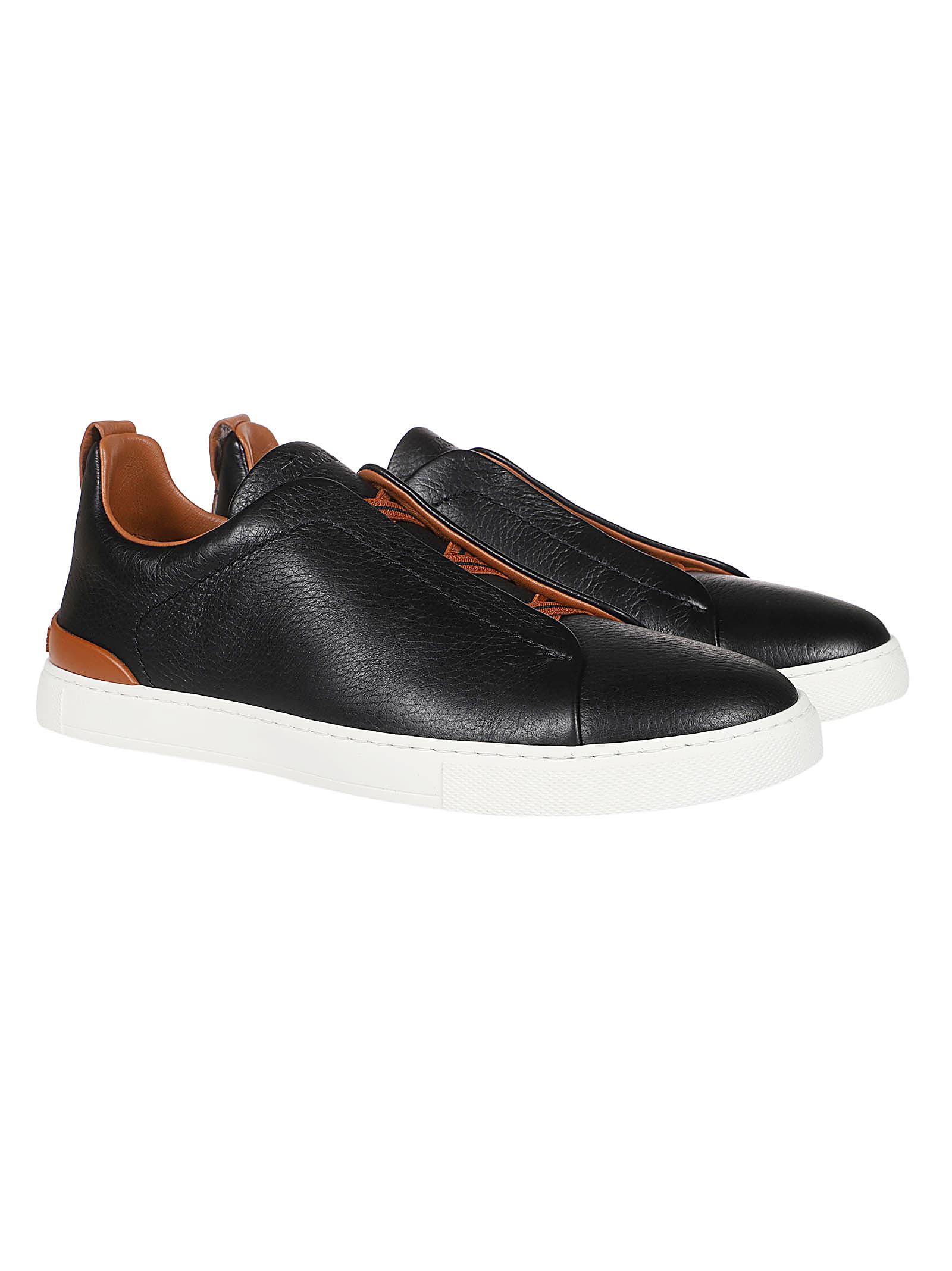 Shop Zegna Triple Stitch Low Top Sneakers In Sne Nero