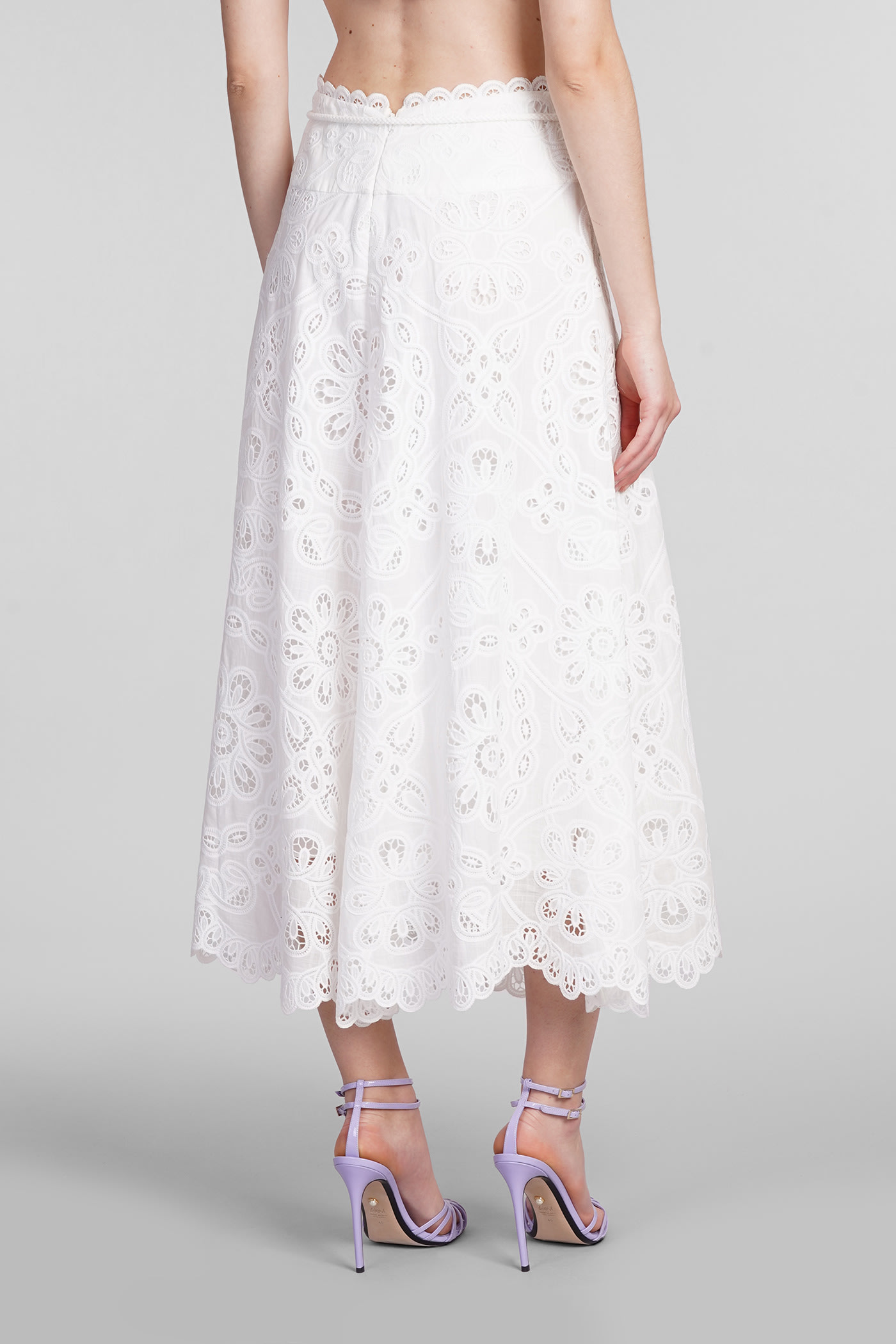 Shop Zimmermann Skirt In White Cotton