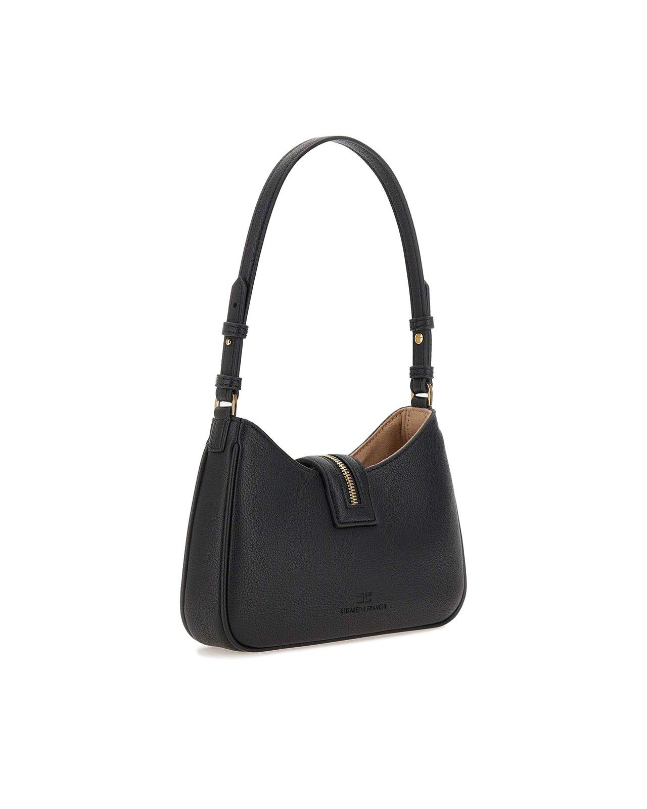 Shop Elisabetta Franchi Classic Zip-detailed Shoulder Bag In Nero