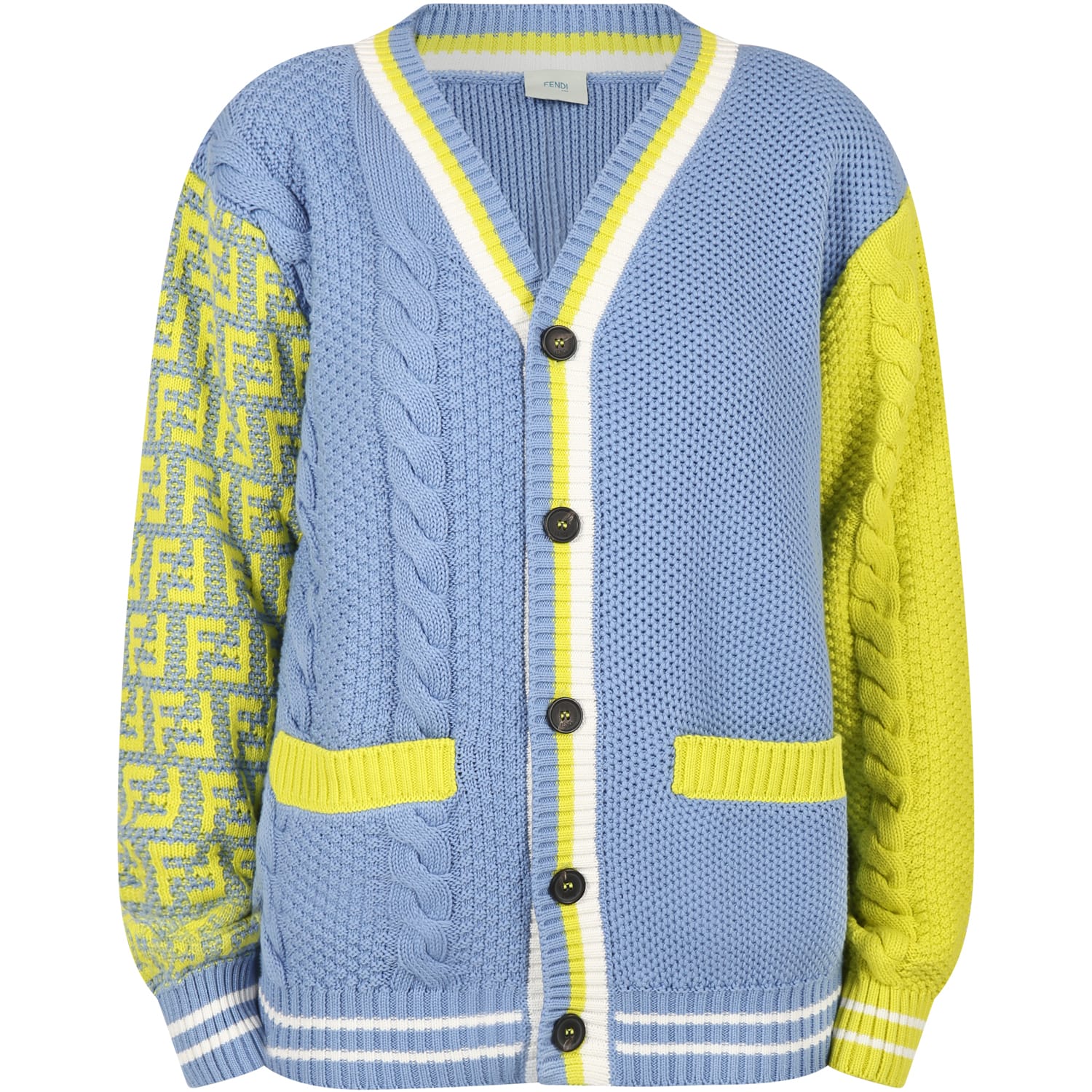 Fendi Multicolor Cardigan For Boy With Iconic Double Ff