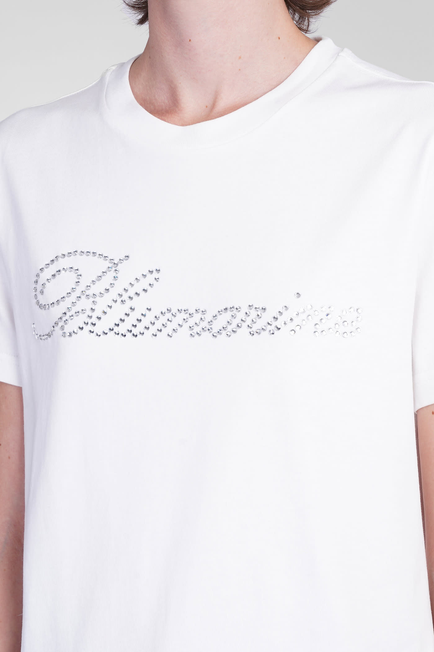 Blumarine Rhinestone-embellished Butterfly-motif T-shirt In White