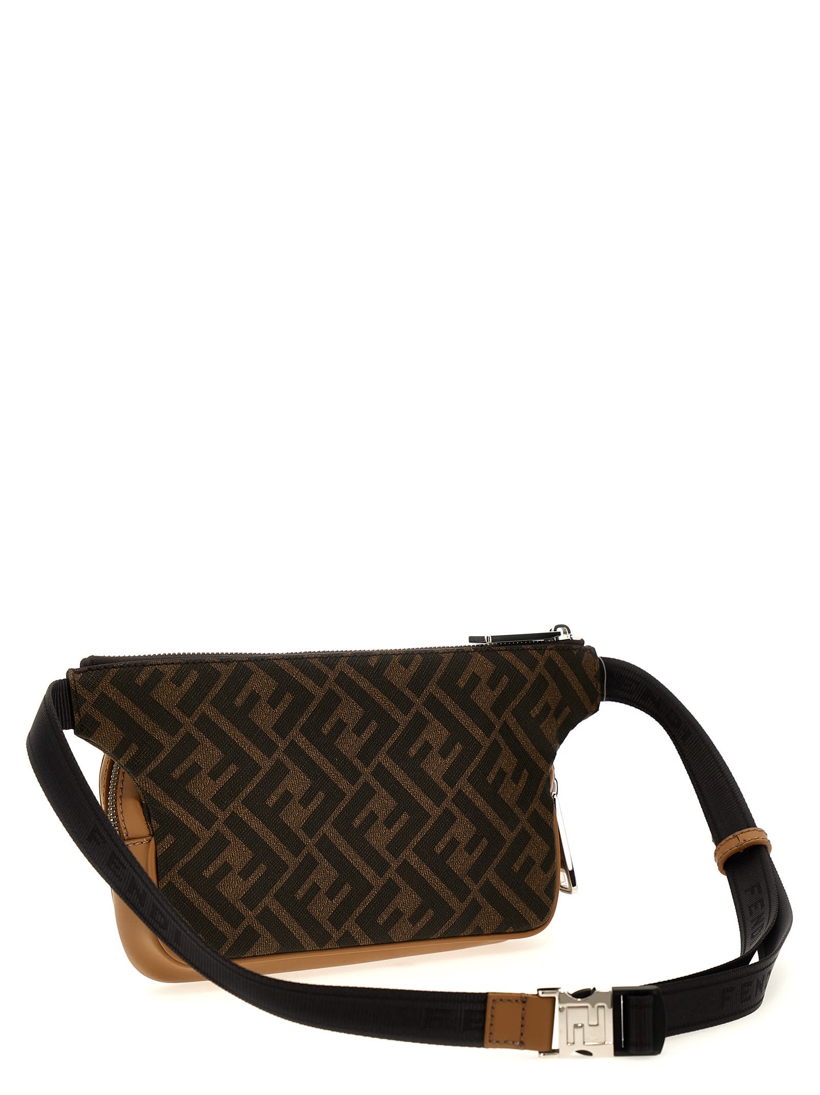Shop Fendi Diagonal Waist Bag In Brown