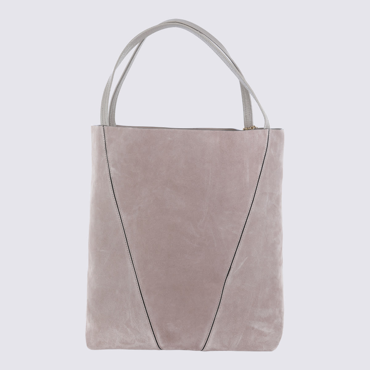 Chloé Motly Grey Suede Spin Tote Bag In Gray