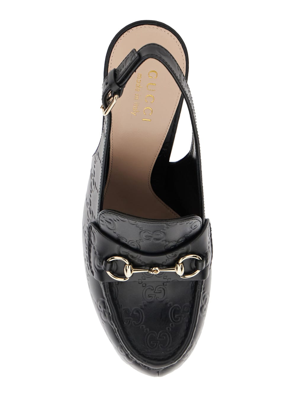 Gucci Ottavia Black Singback Pumps With Horsebit On The Front And All-over Double G Logo In Leather Woman In Black