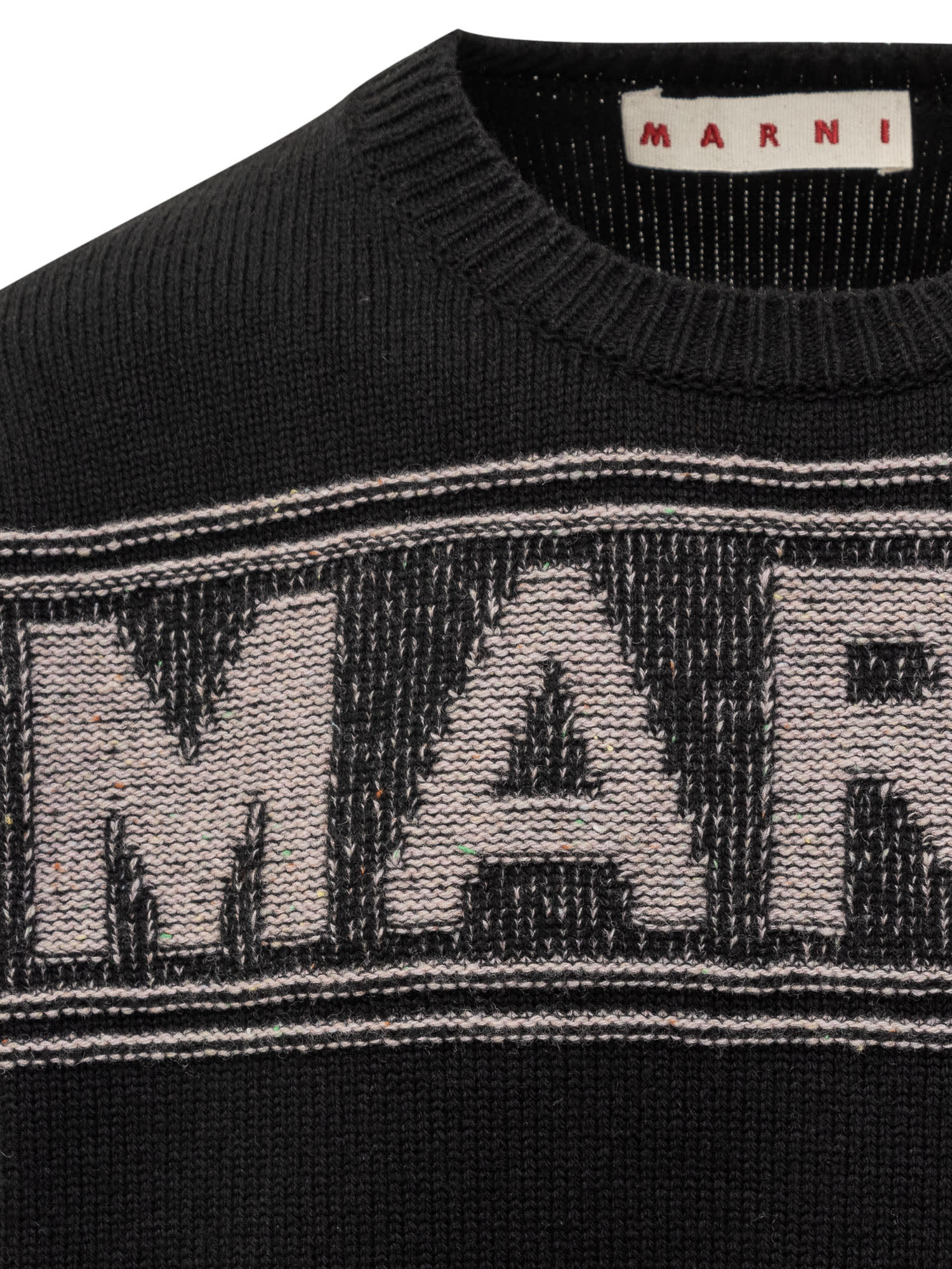 Shop Marni Jacquard Sweater In Black