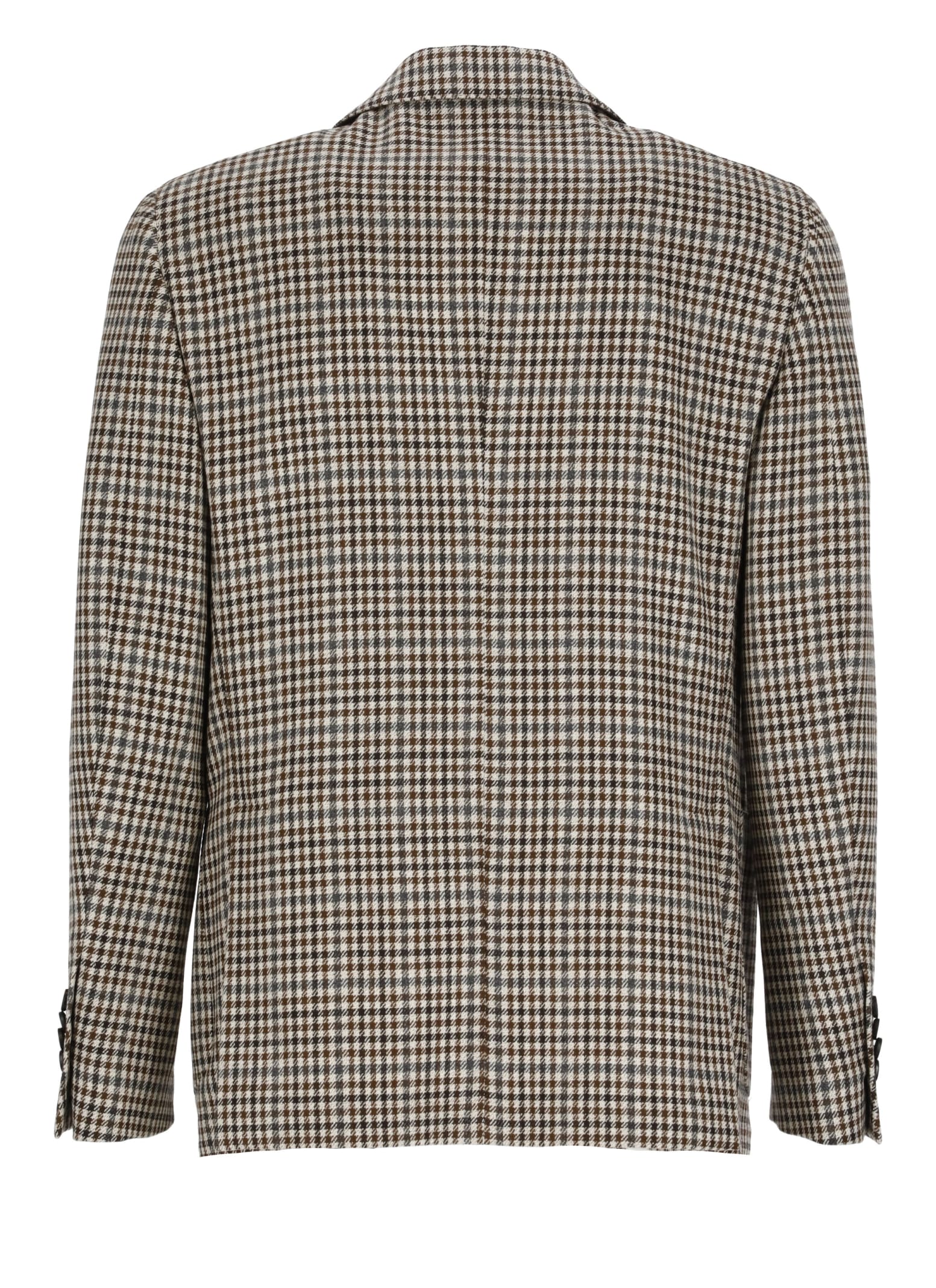 Lardini Red And Beige Checkered Jacket In Ivory