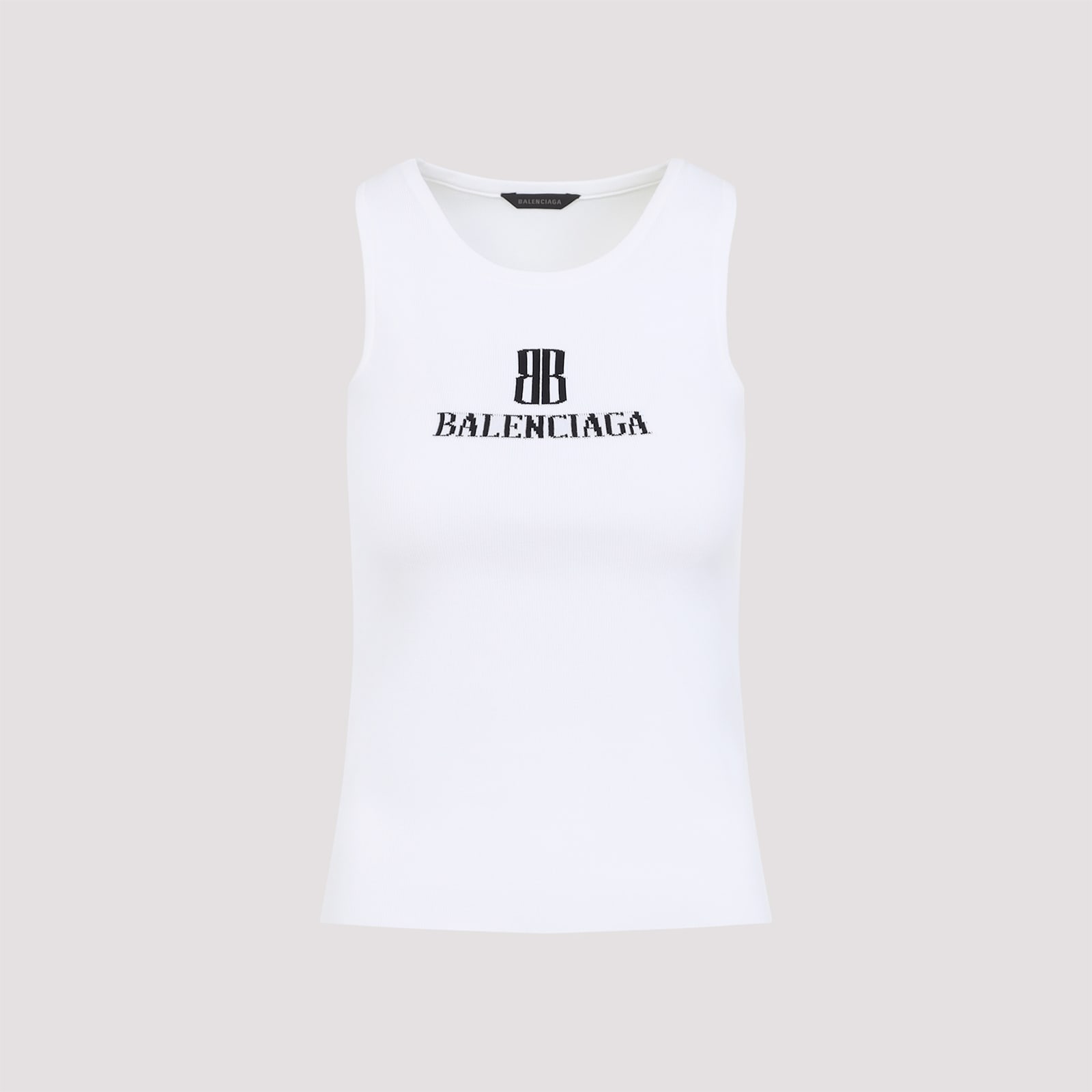 Balenciaga Ribbed Viscose Blend Tank Top In White