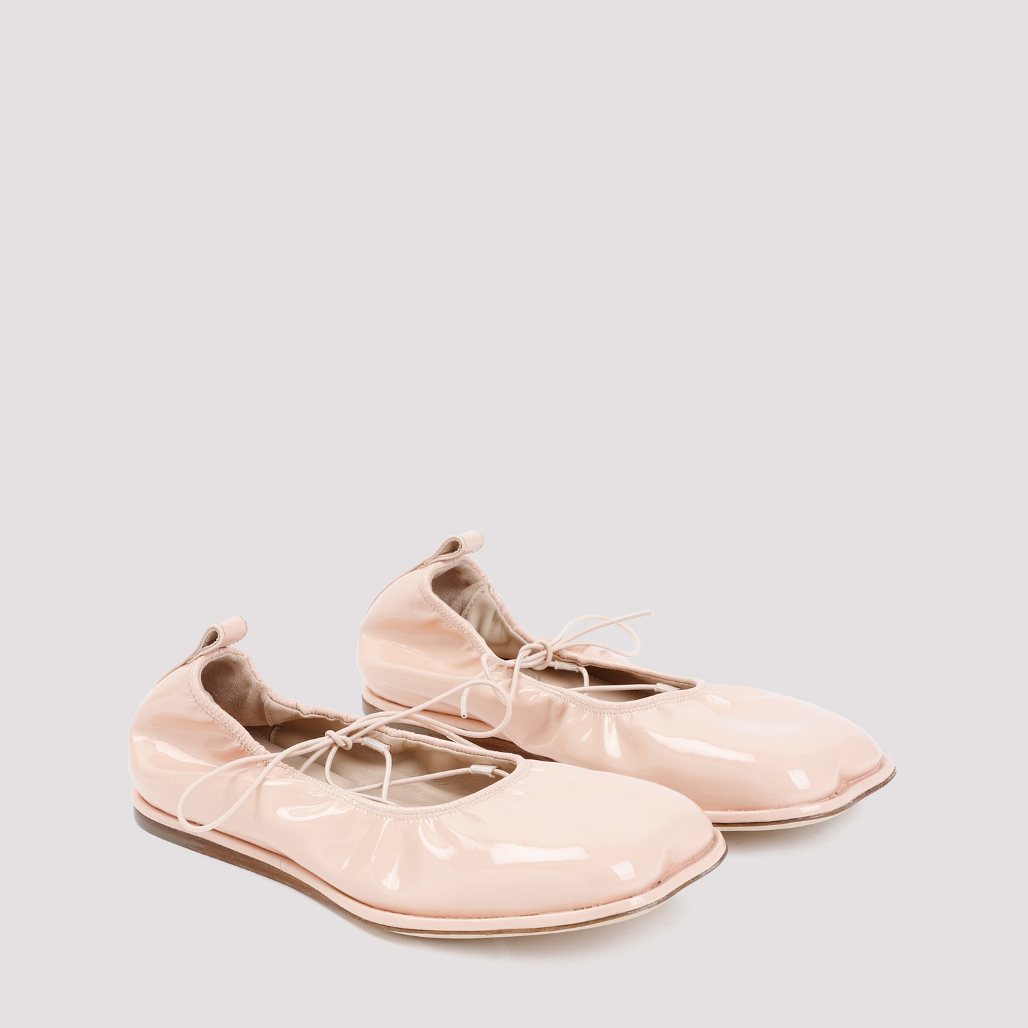 Shop Simone Rocha Heart Toe Lace-up Ballerina In Powder