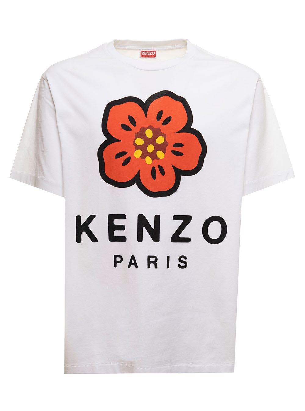 White T-shirt In Jersey With Broke Flower Print Kenzo Man