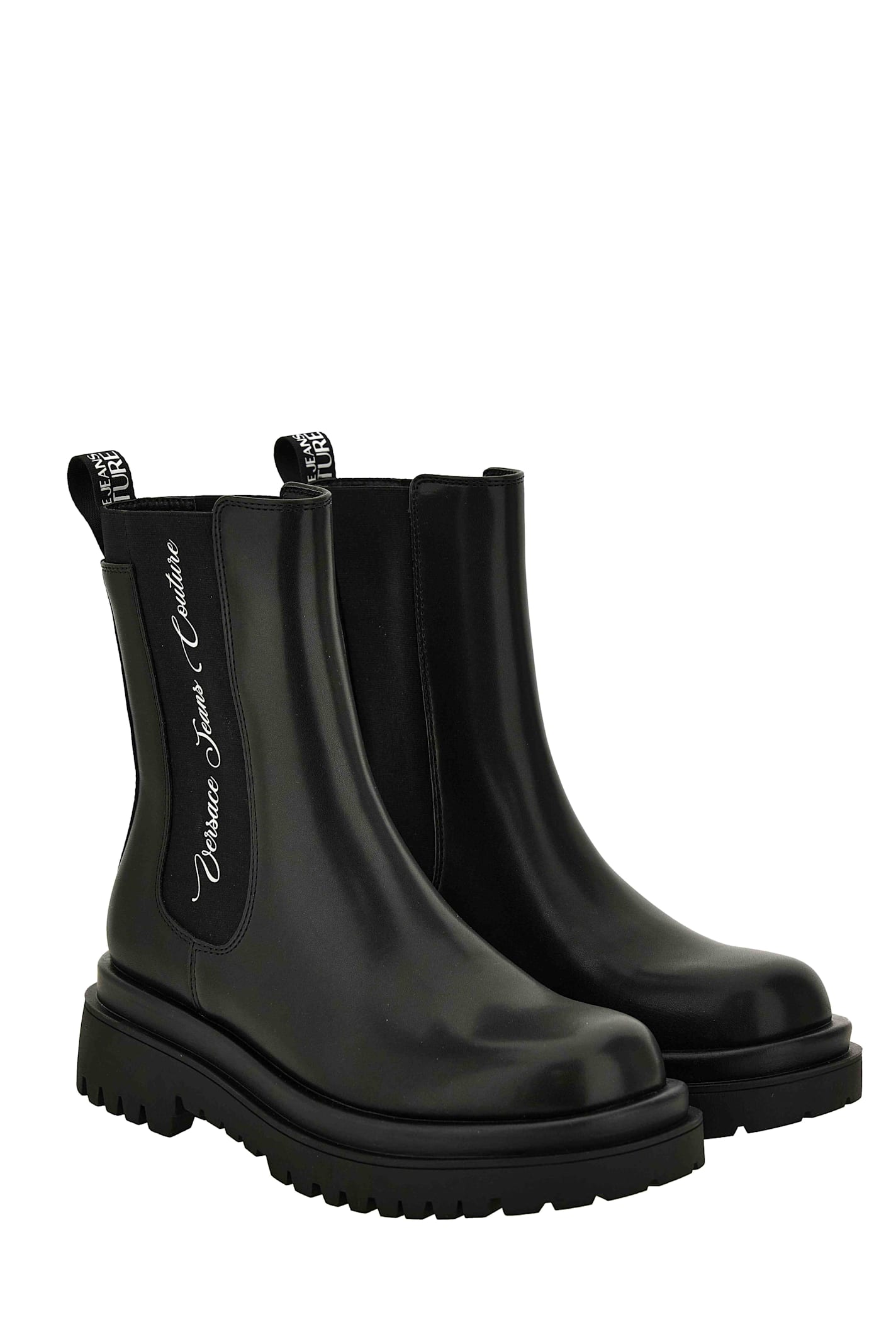 Versace Jeans Couture Elastic-insert Platform Boots In Black