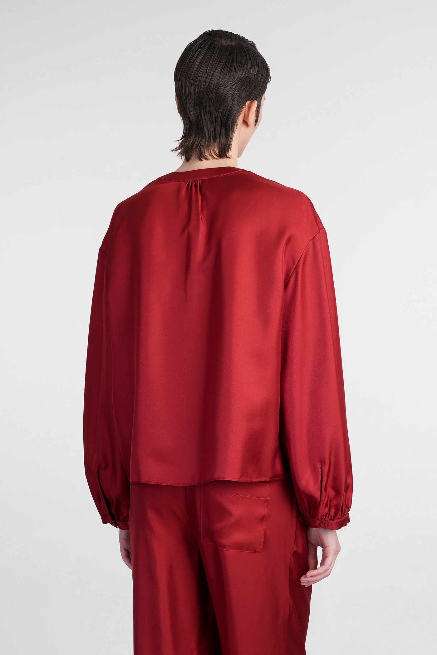 Shop Loulou Studio Lea Blouse In Red Silk