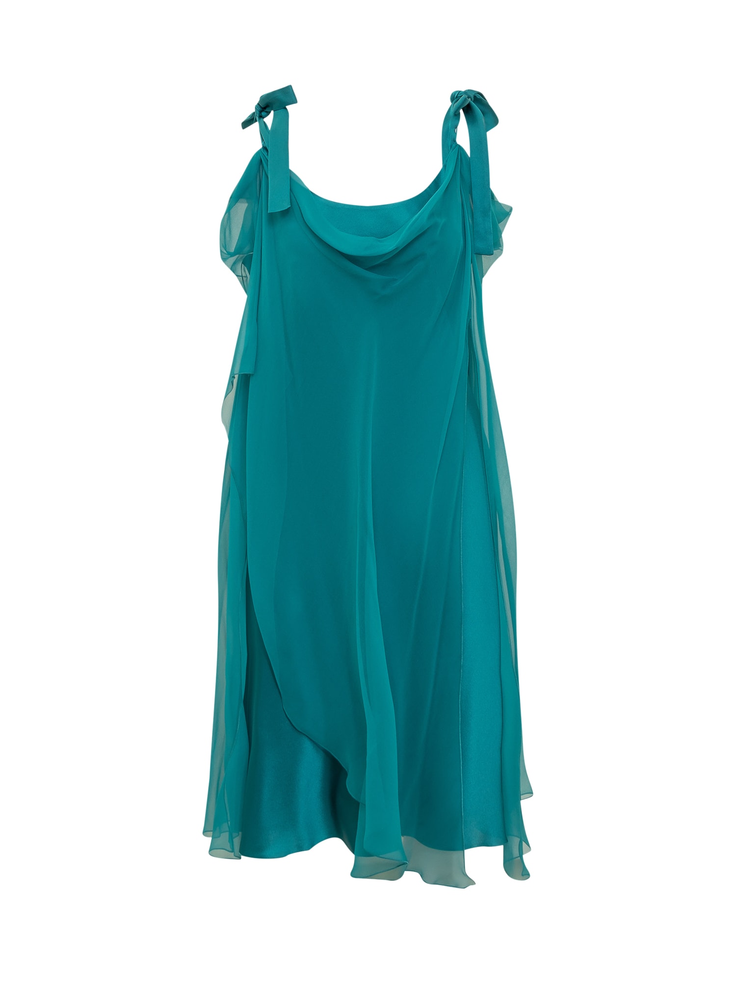 Shop Alberta Ferretti Silk Chiffon Dress In Verde