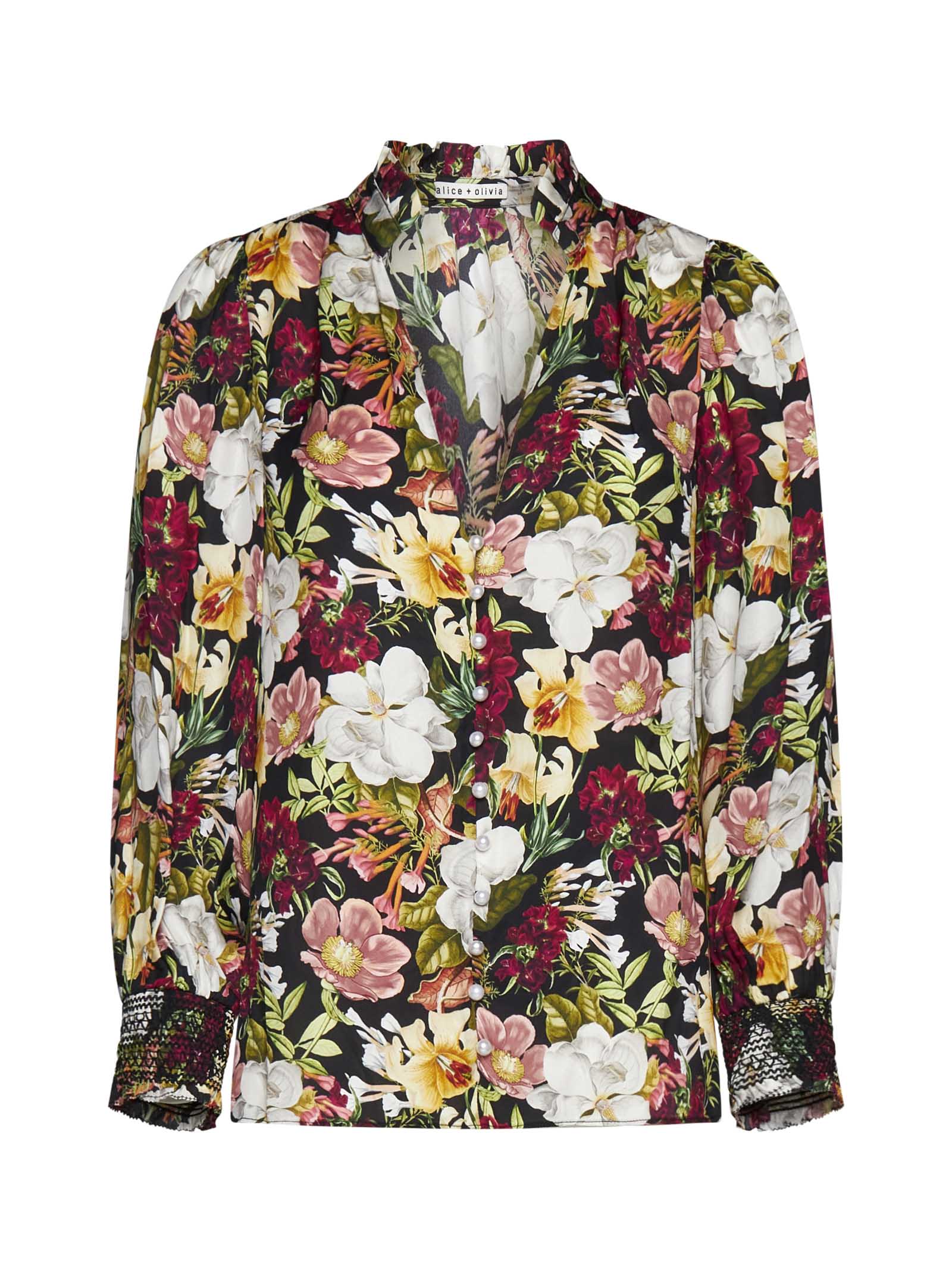 Shop Alice And Olivia Shirt In Juniper Floral Black