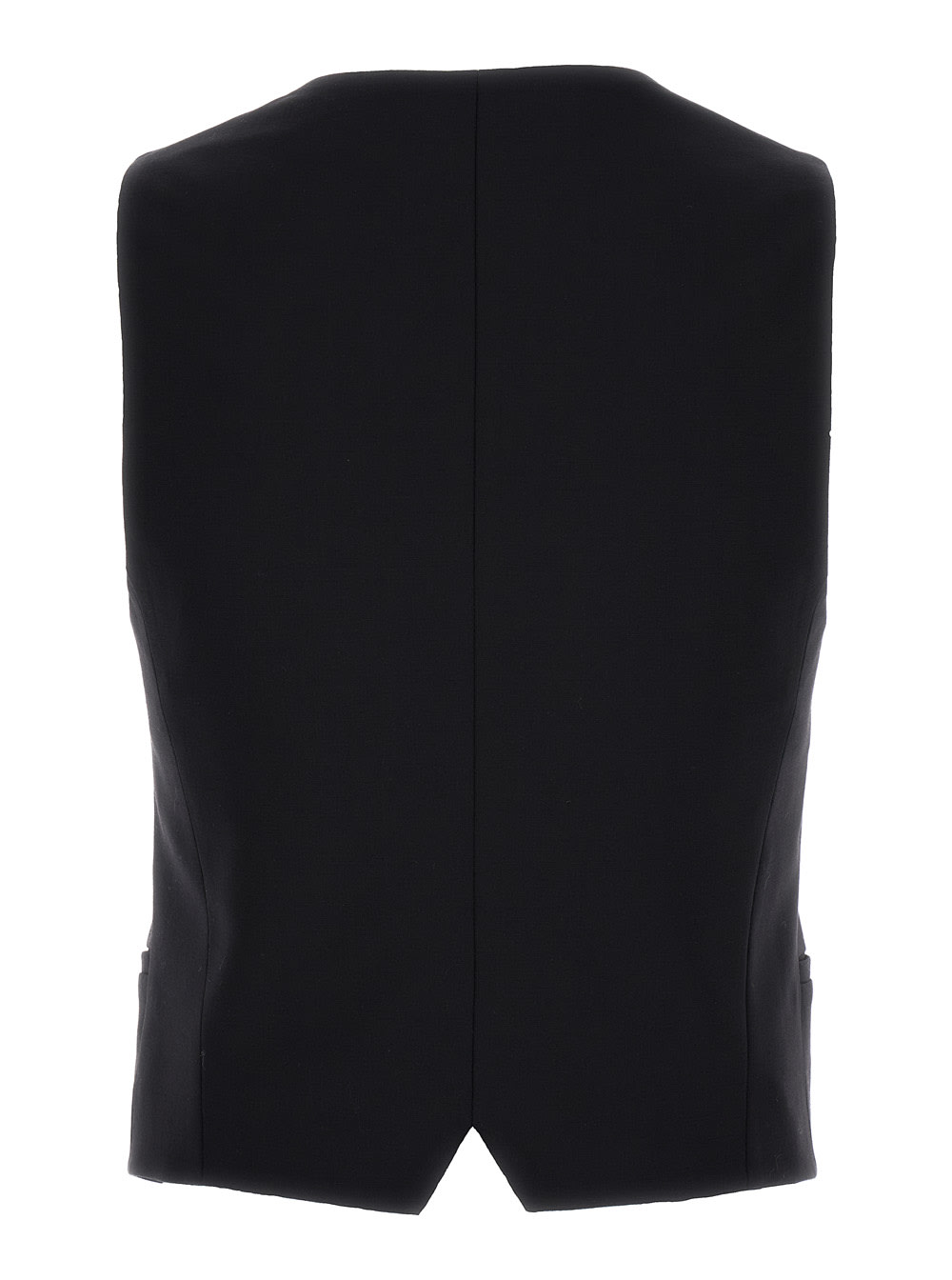 Shop Pt01 Black Single-breasted Vest In Wool Man