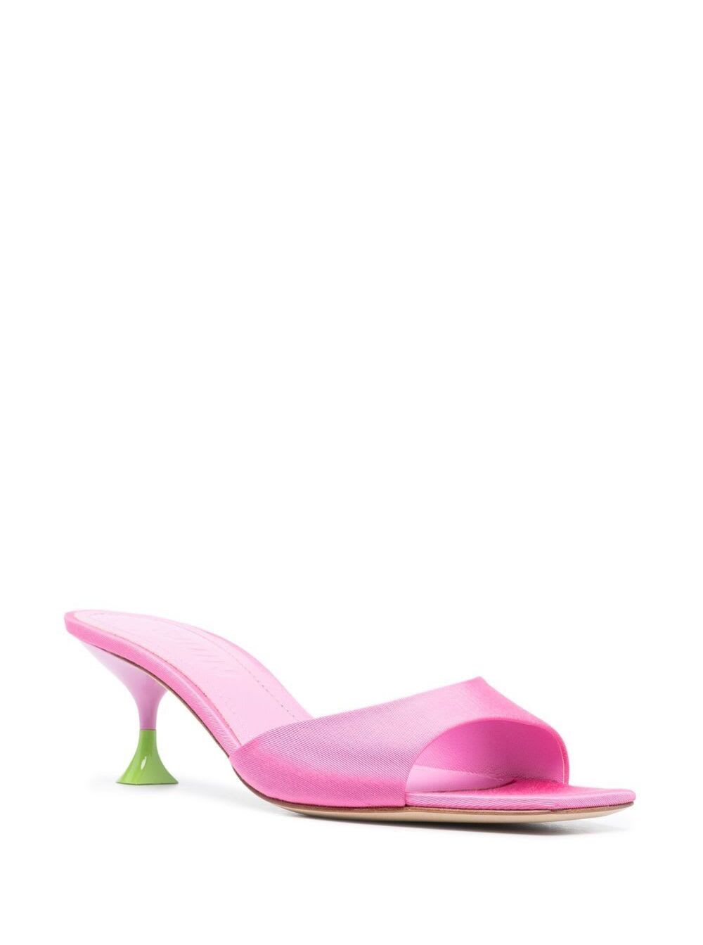 Shop 3juin Kimi Pink Sandals With Contrasting Enamelled Heel In Viscose Woman