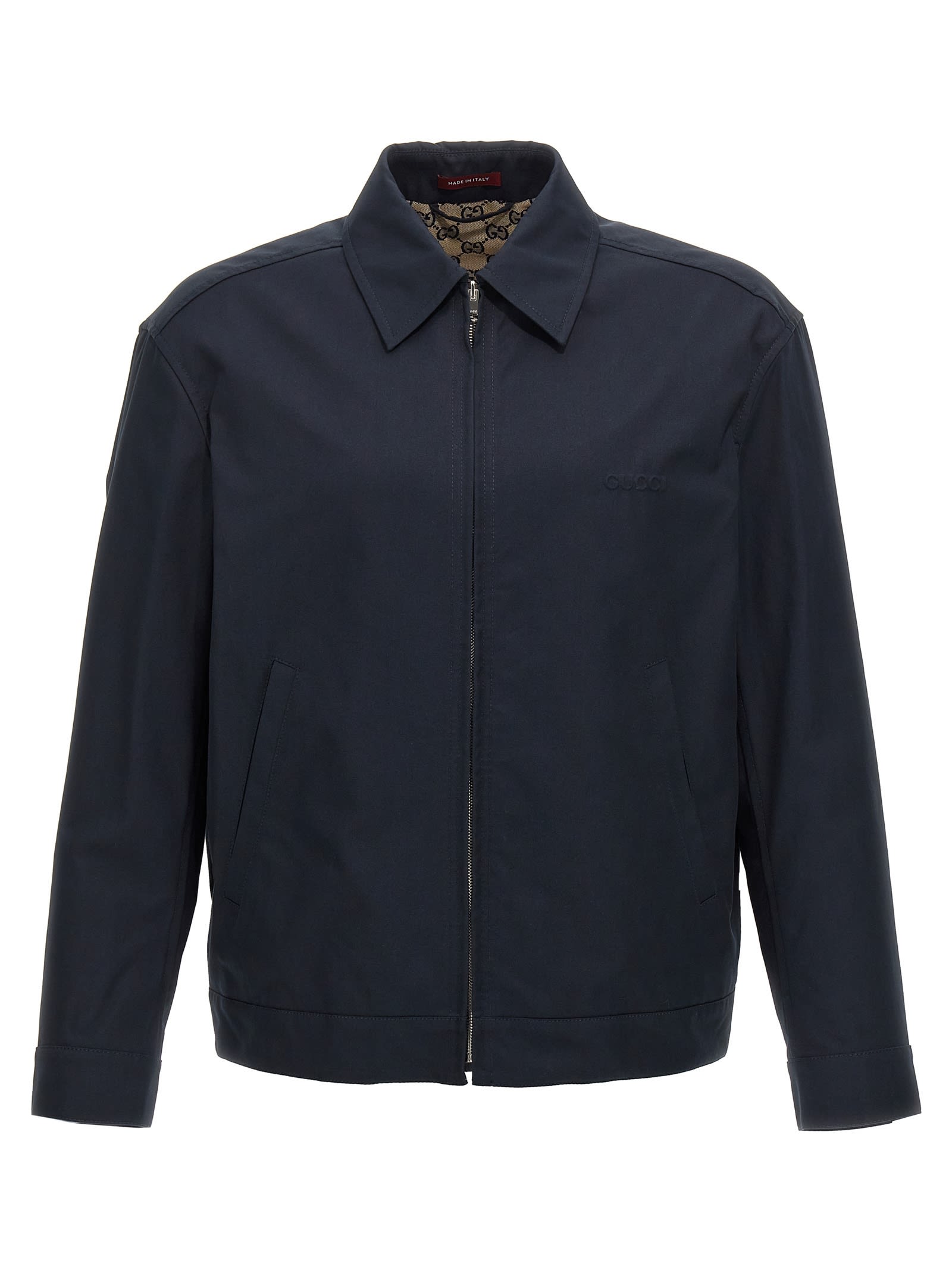 Shop Gucci Web Ribbon Jacket In Blue