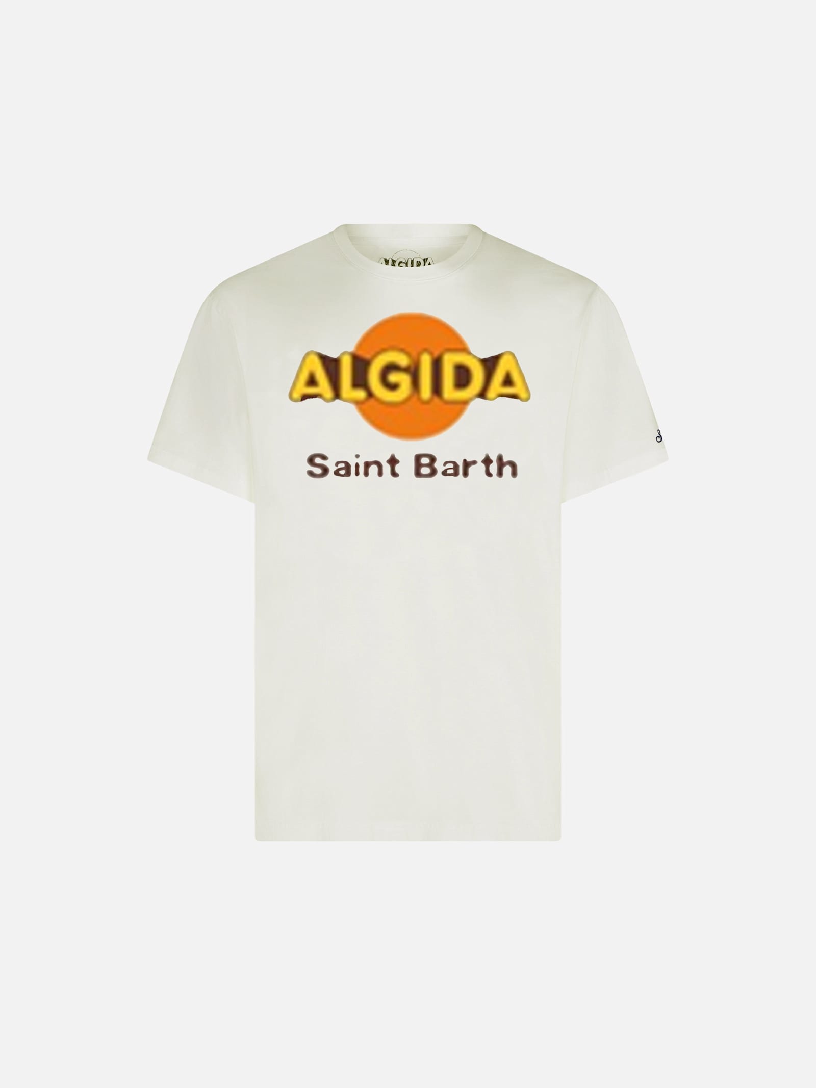 Shop Mc2 Saint Barth Man Classic Fit Cotton Jersey T-shirt Portofino With Algida Logo Print Algida Special Edition