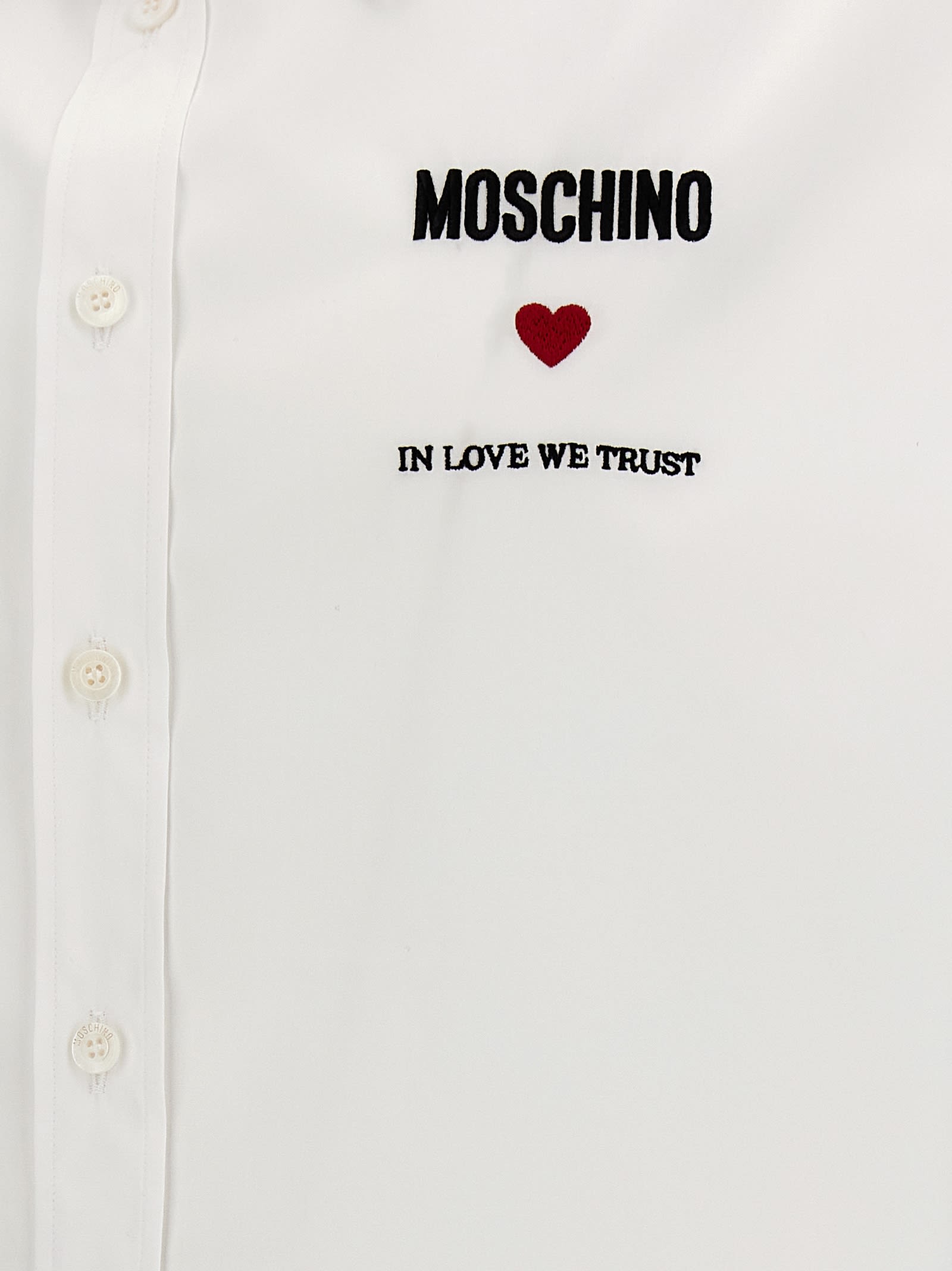 Shop Moschino In Love We Trust Shirt In White