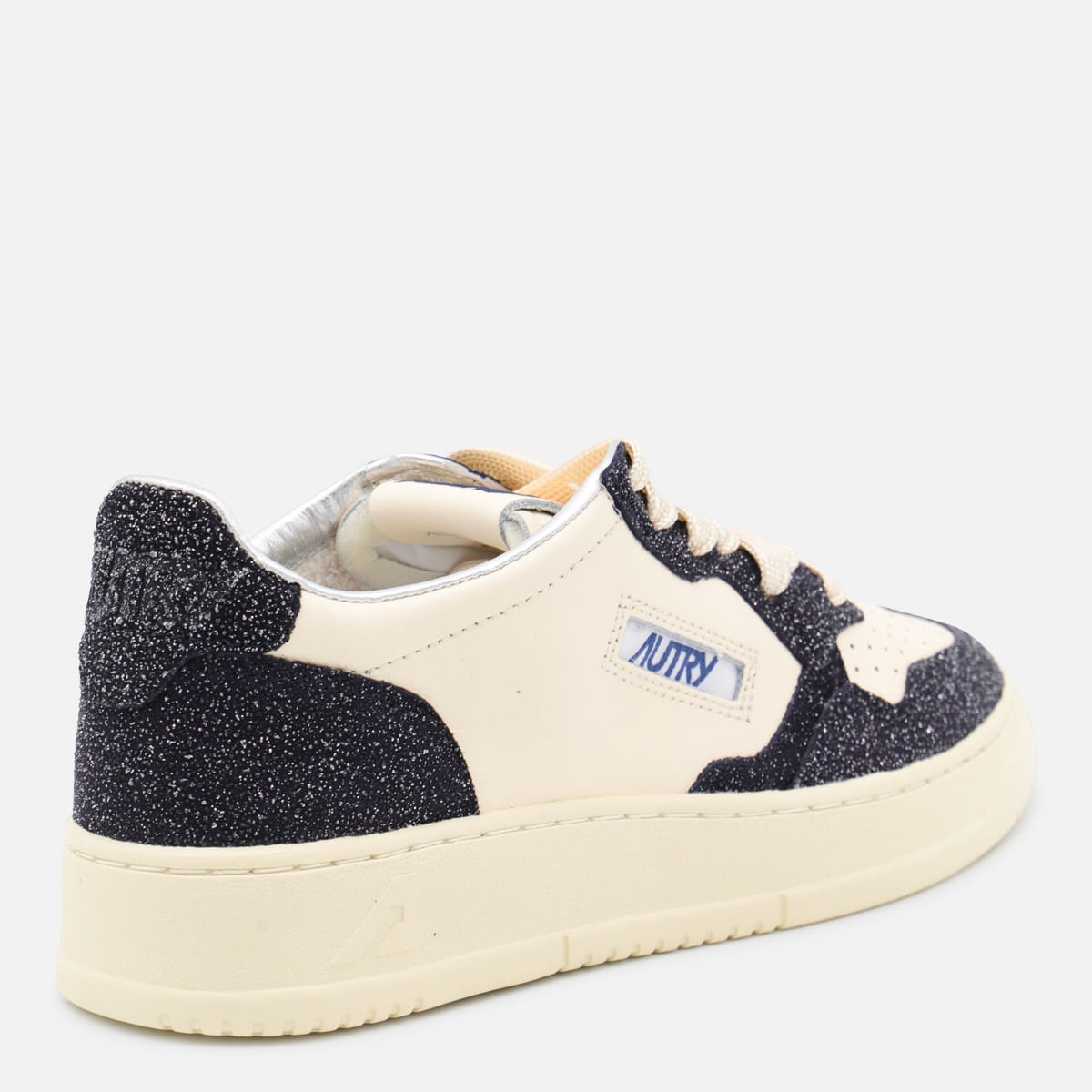 Autry Beige And Blue Leather Medalist Low Sneakers In Black