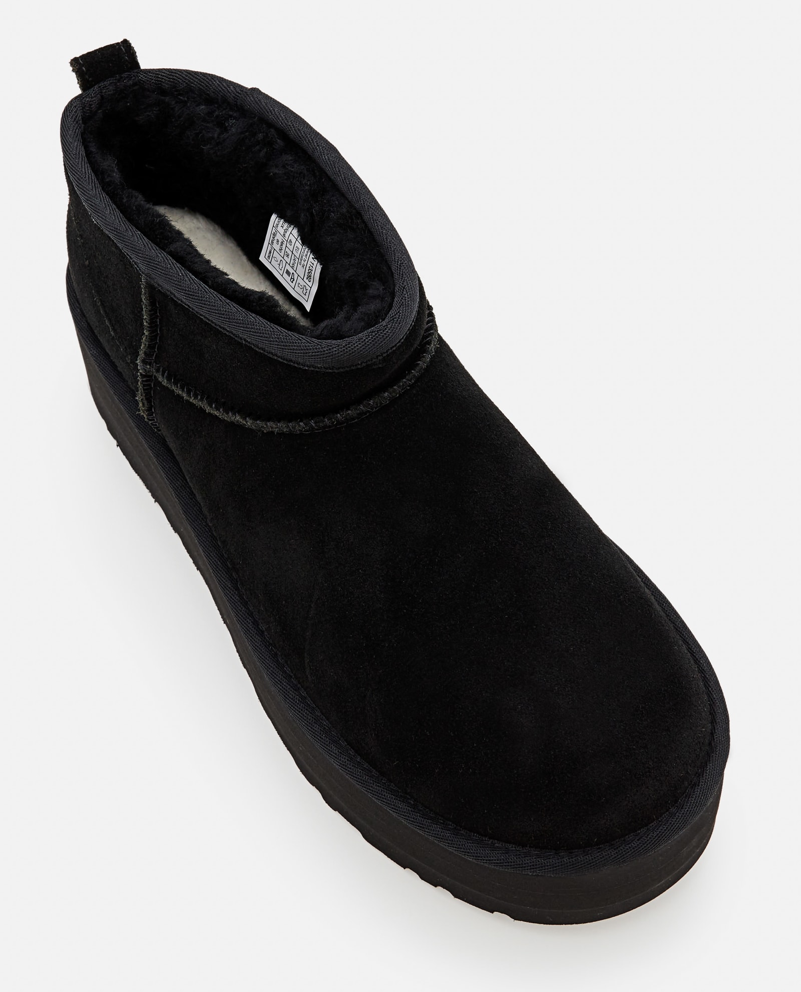Ugg Classic Ultra Mini Flatform Suede Boots In Black