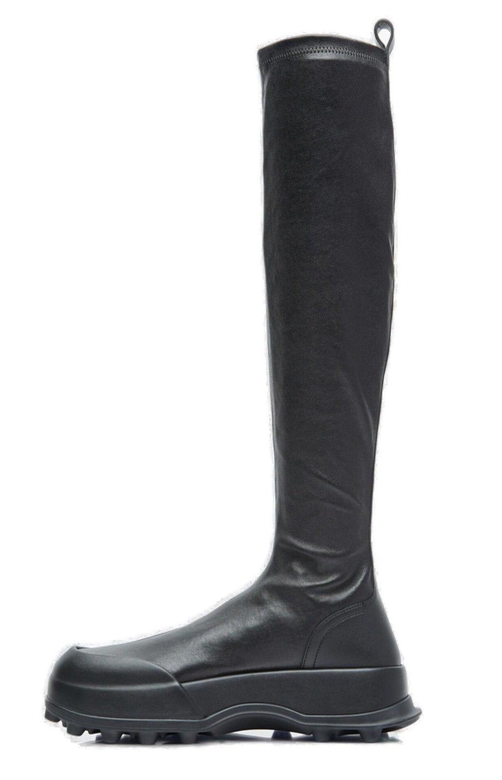 Shop Jil Sander Pull-on Knee-high Boots In Black