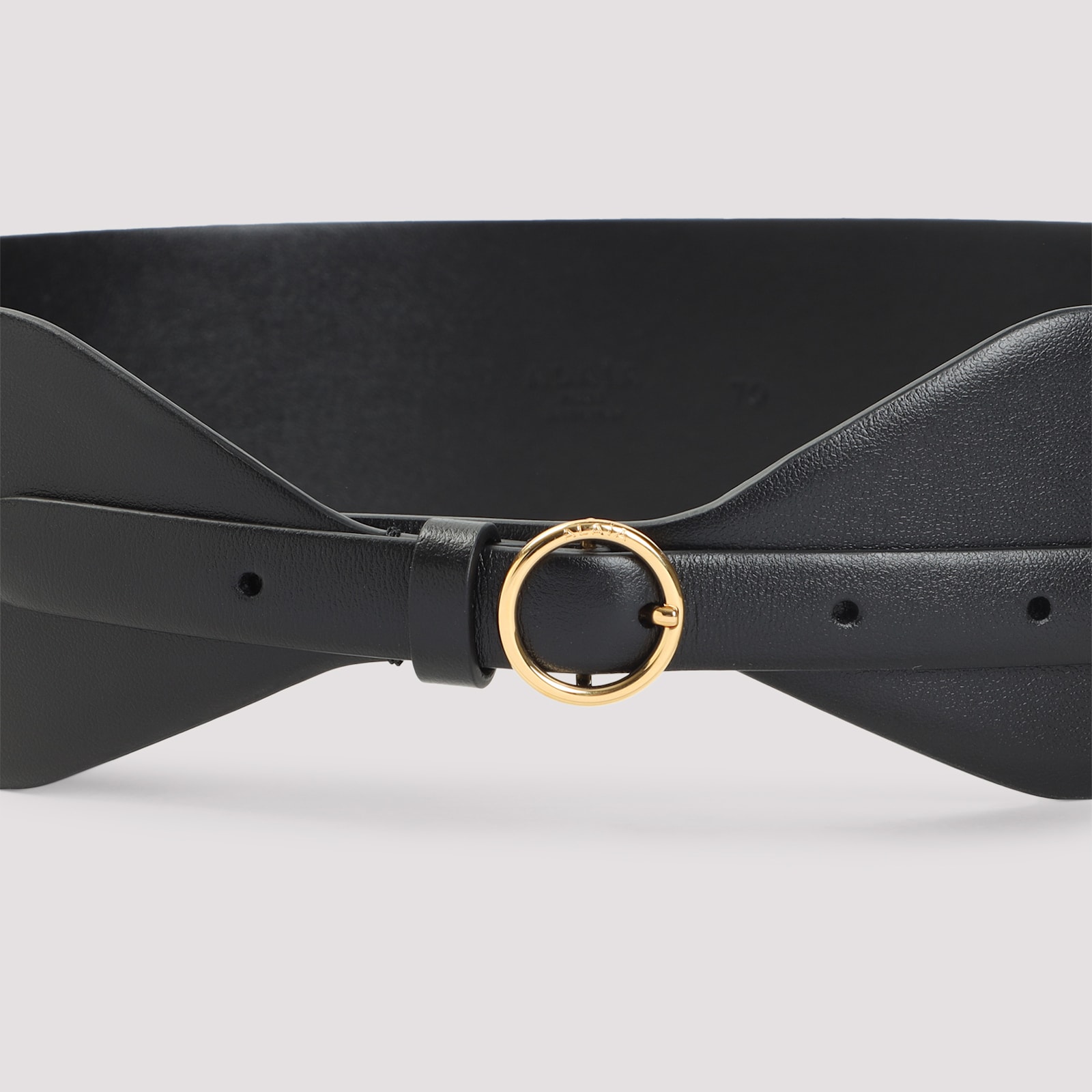 Alaïa Large Calf Leather Belt With Gold-tone Buckle In Black
