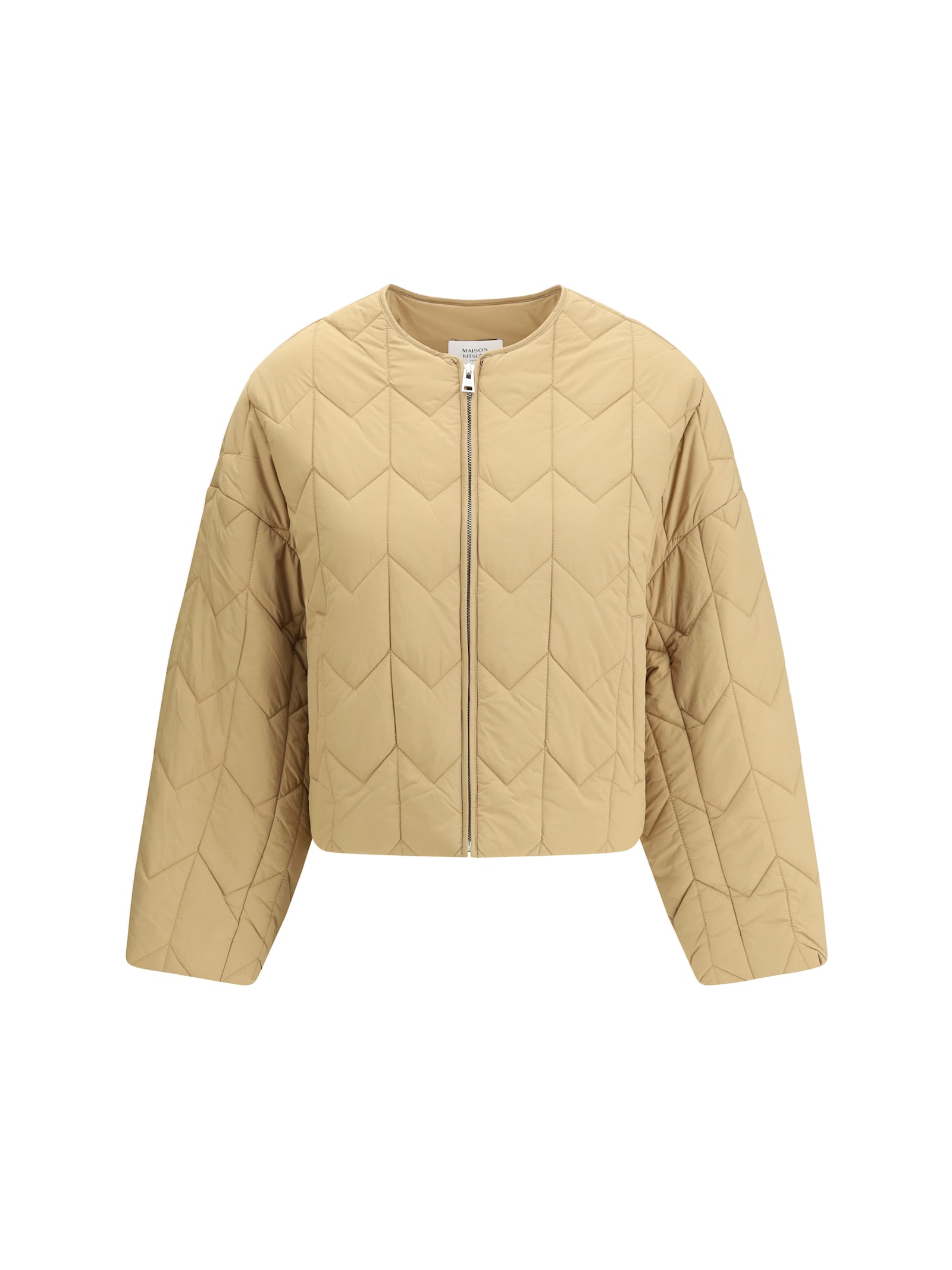 Maison Kitsuné Quilted Jacket In Water-repellent Nylon In Brown