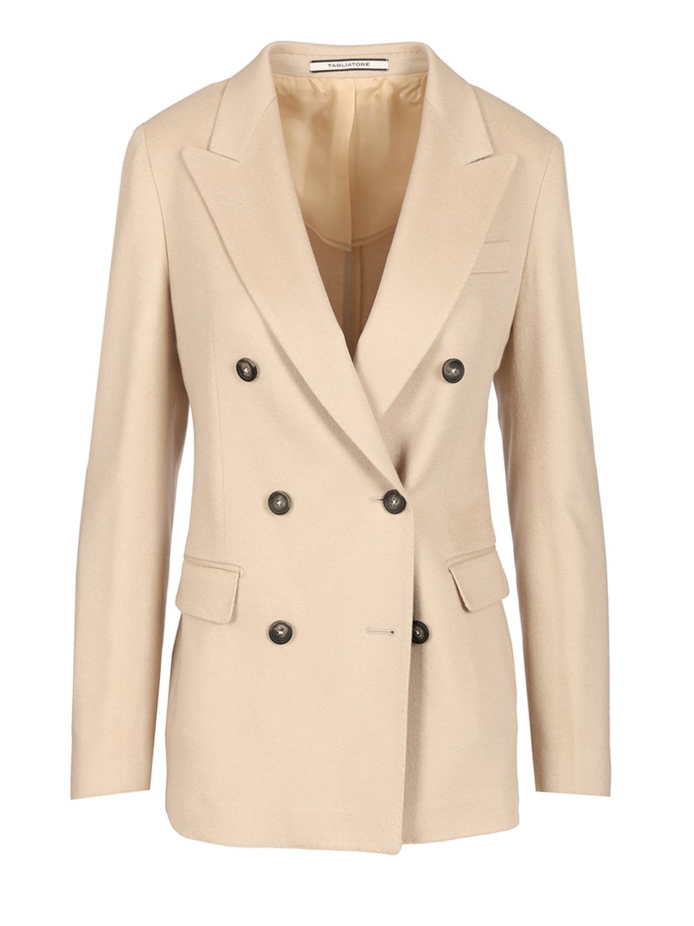 Tagliatore Paris Double-breasted Blazer In Sand