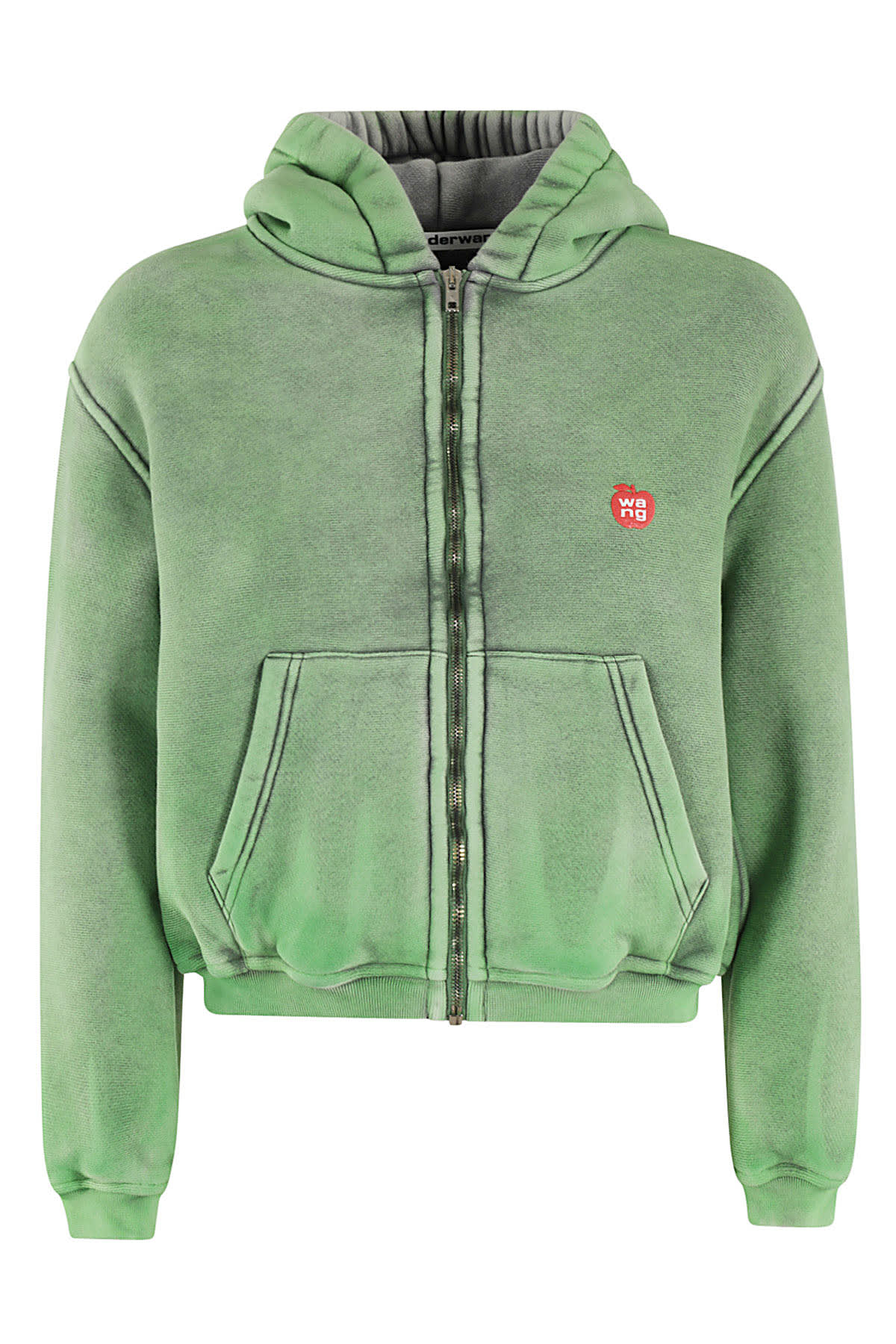 Alexander Wang Zip Up Hoodie With Apple Logo In 358a Acid Alexander Wang Zip Up Hoodie With Apple Logo In 358a Acid