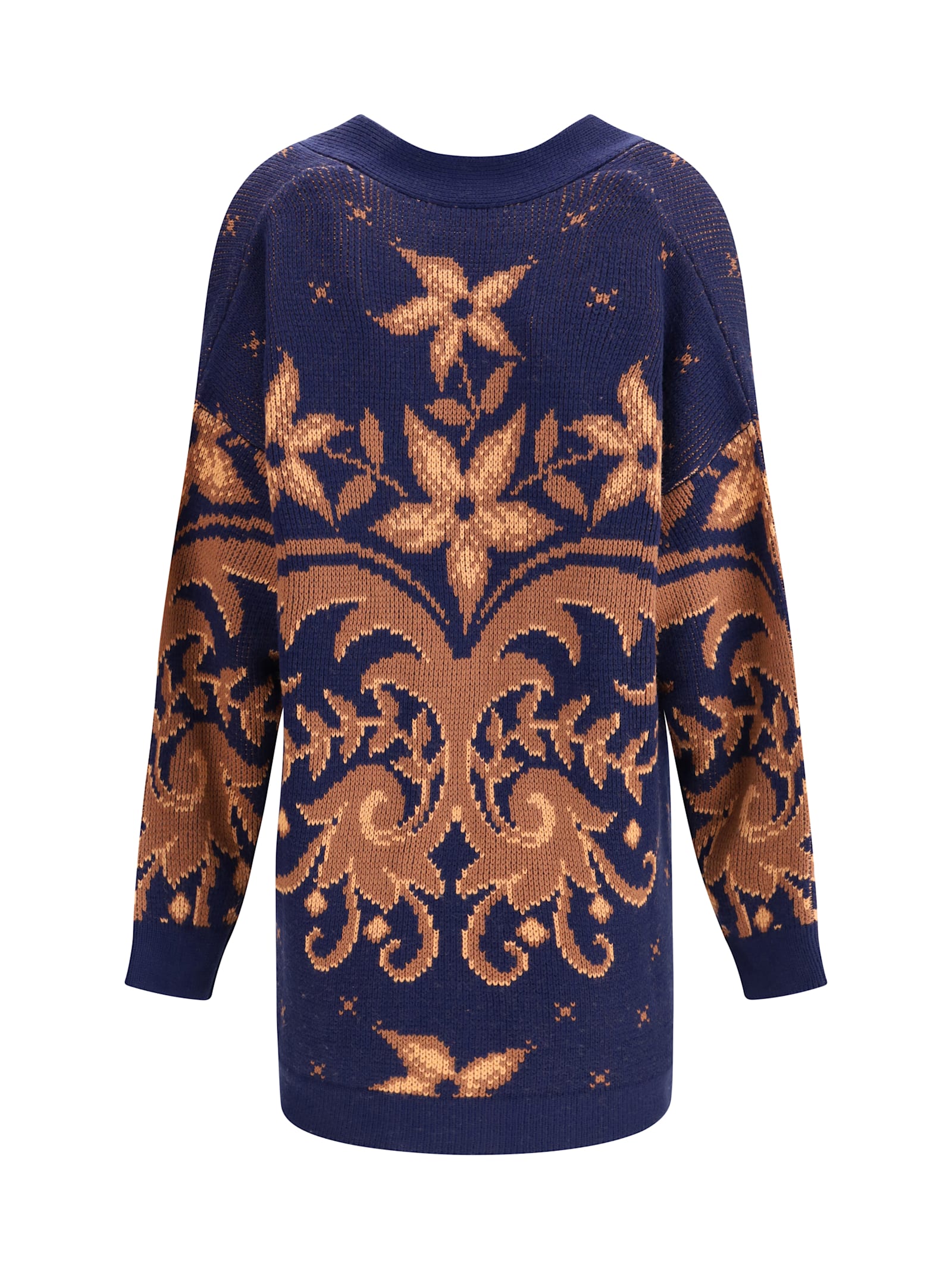 Etro Women Wool Jacquard Cardigan In Blue