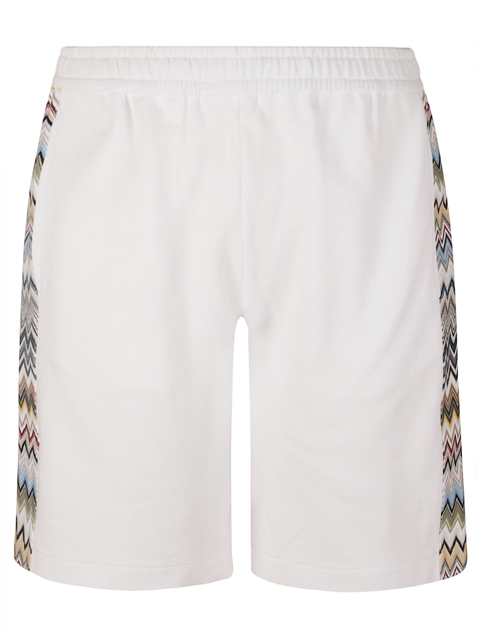 Missoni Stripe Sided Elastic Waist Shorts In Base/beige/gre