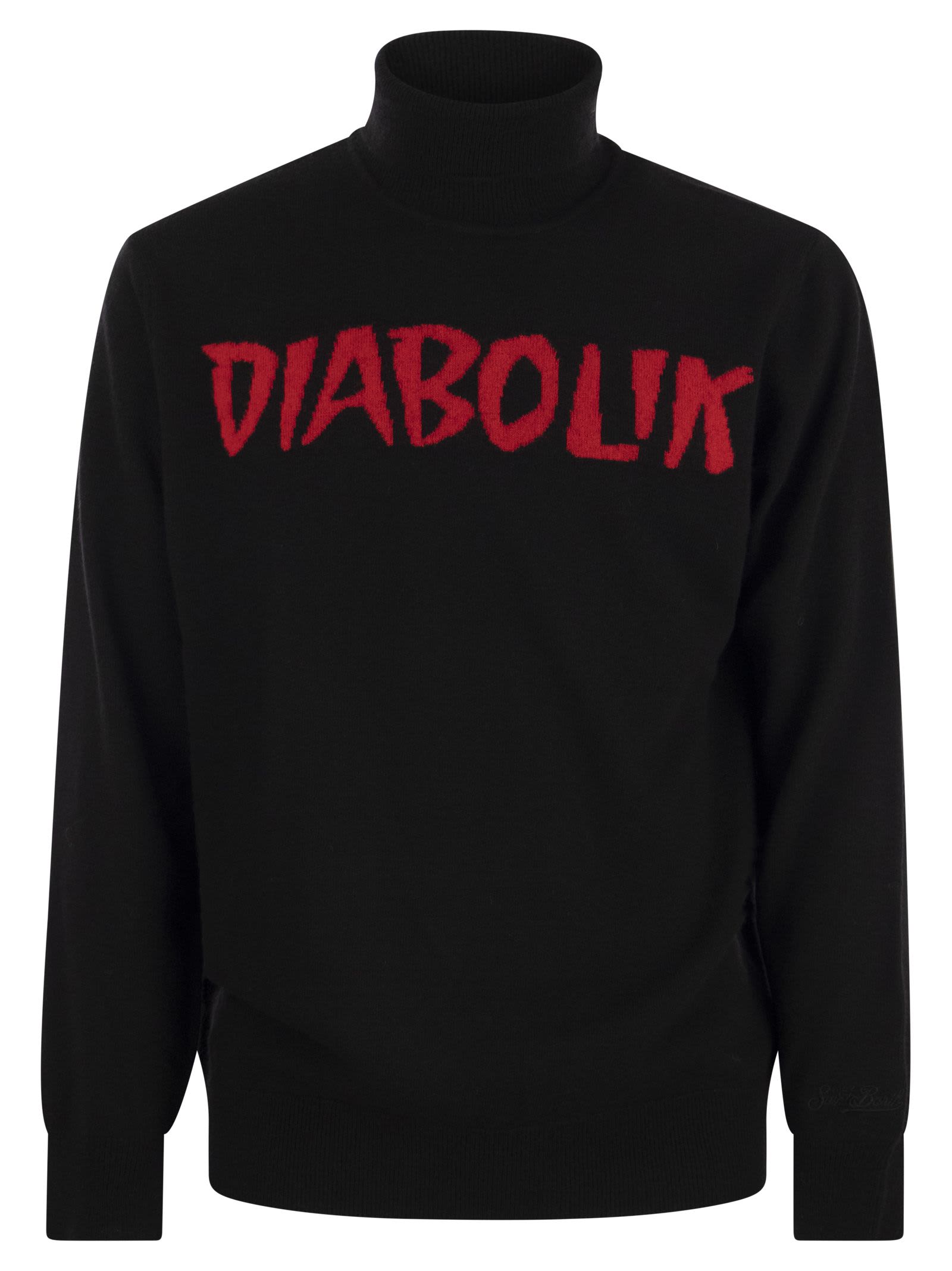 Shop Mc2 Saint Barth Diabolik Wool And Cashmere Blend Turtleneck Sweater In Black