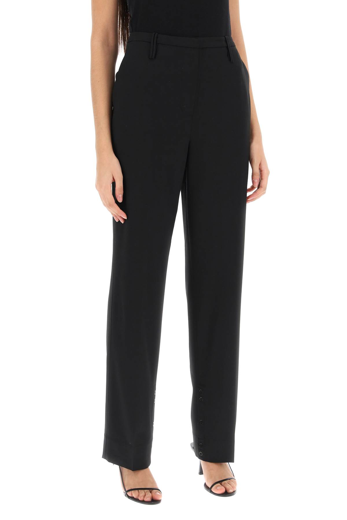 Shop Ganni Cigarette Pants In Nero