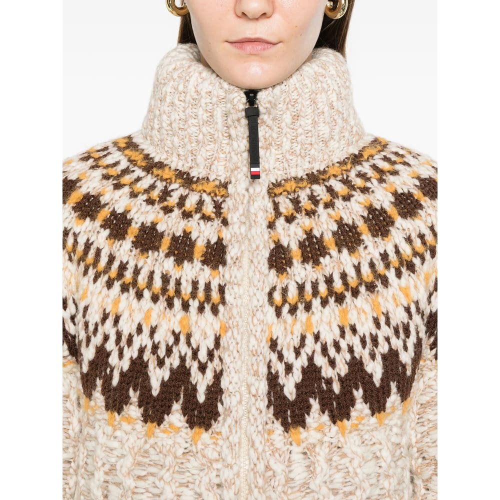 Moncler Girose Down-paneled Wool-blend Zip-up Cardigan In Neutral