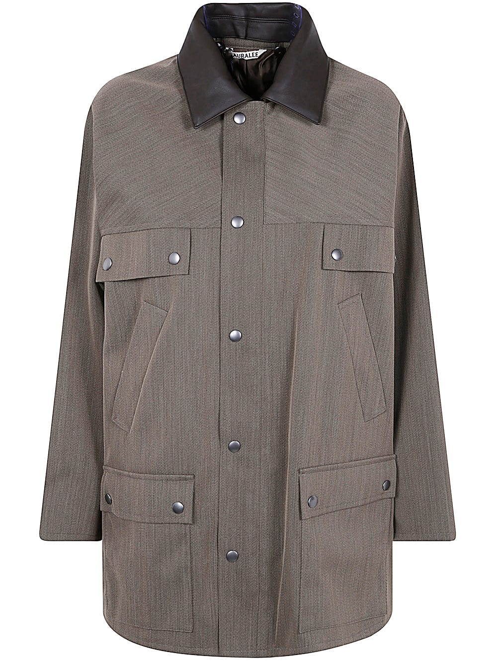 Shop Auralee Wool Cavarly Twill Laminate Hunting Blouson In Olive Brown