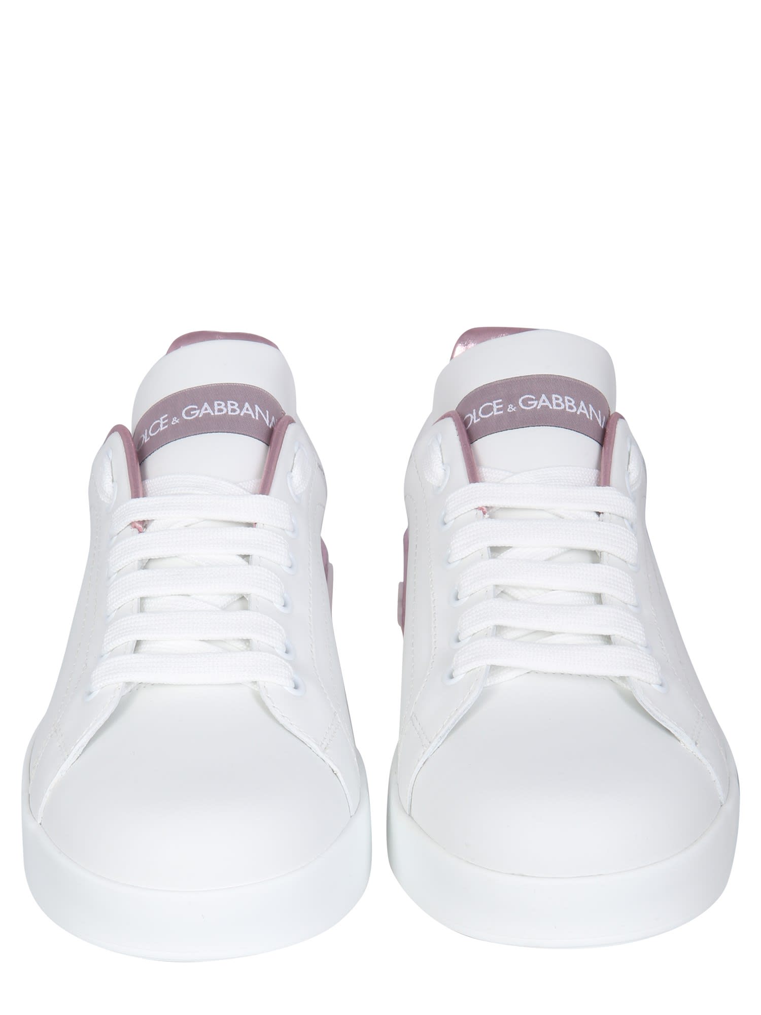 Shop Dolce & Gabbana Portofino Sneakers In Bianco/rosa