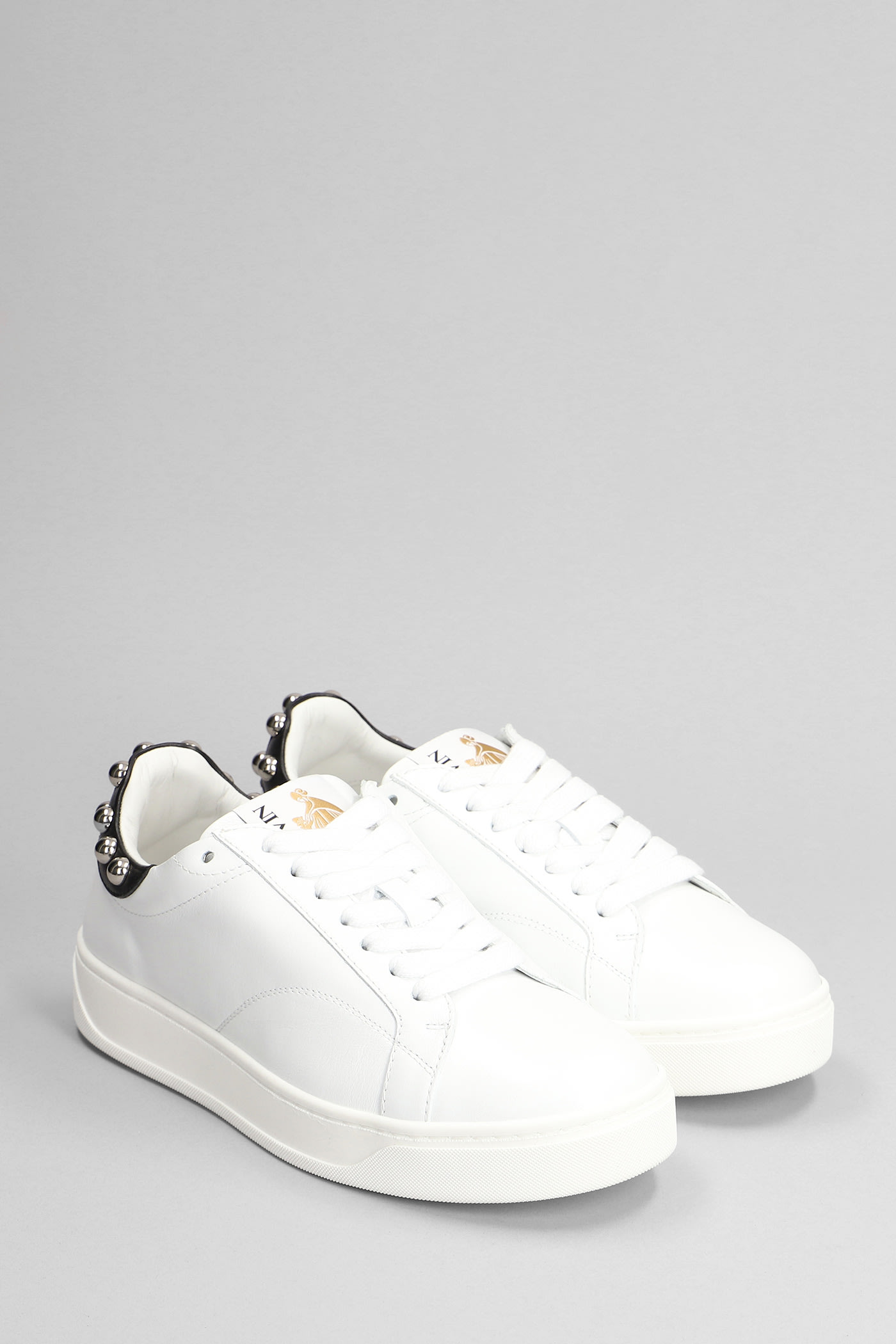 Lanvin Ddb0 Sneakers In Leather With Applied Studs