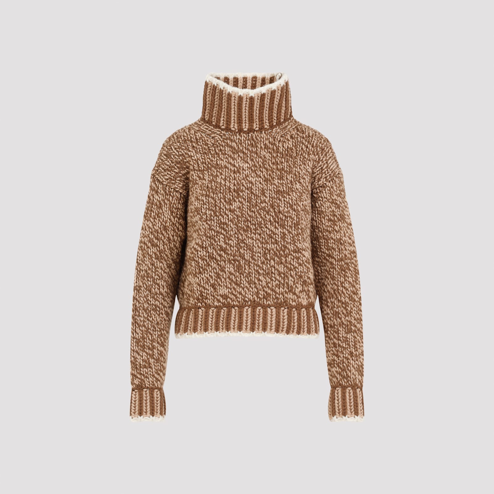 Shop Moncler Tricot Turtleneck In Medium Brown