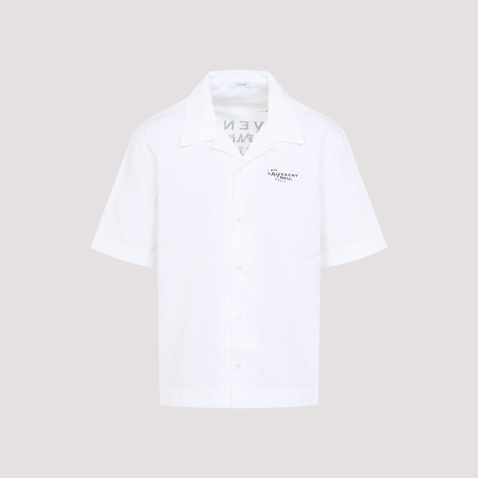Givenchy Convertible-collar Logo-print Cotton-poplin Shirt In White