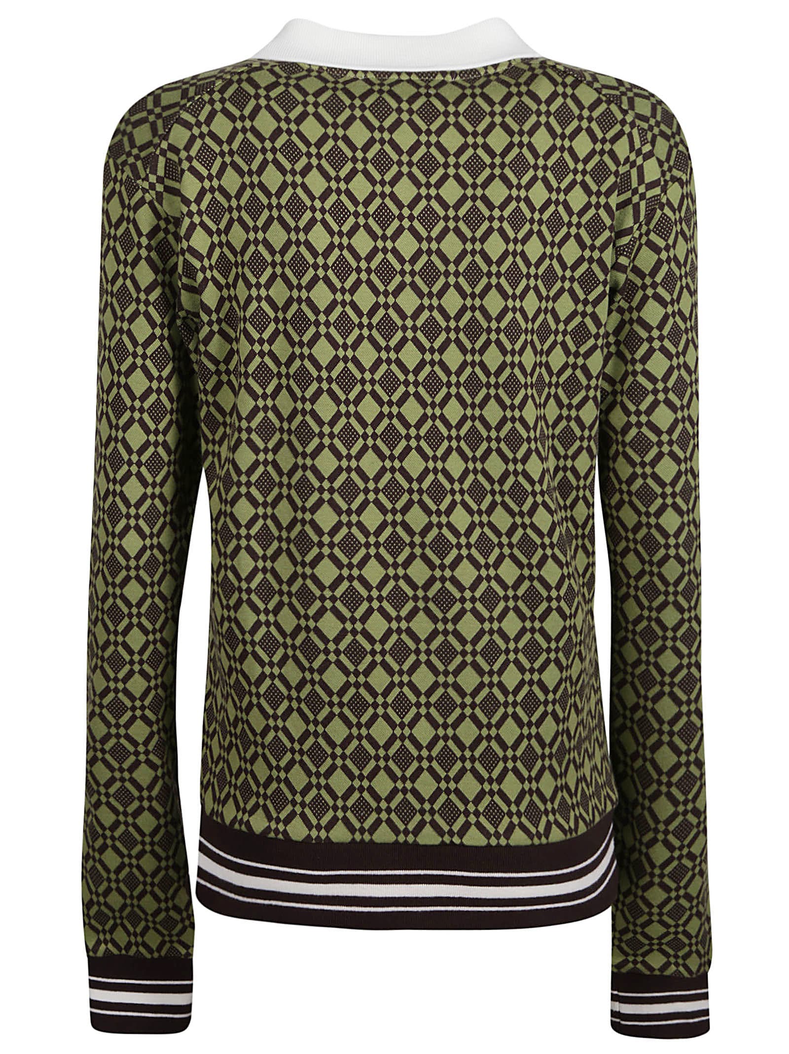 Shop Wales Bonner Cotton Jaquard Power Top In Olive Green