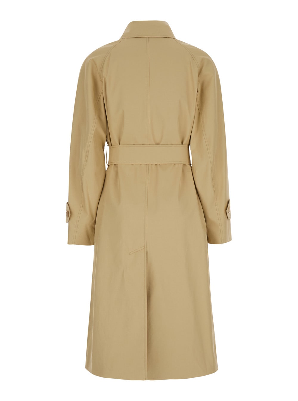 Shop Burberry Beige Trench Coat With Matching Belt In Cotton Woman