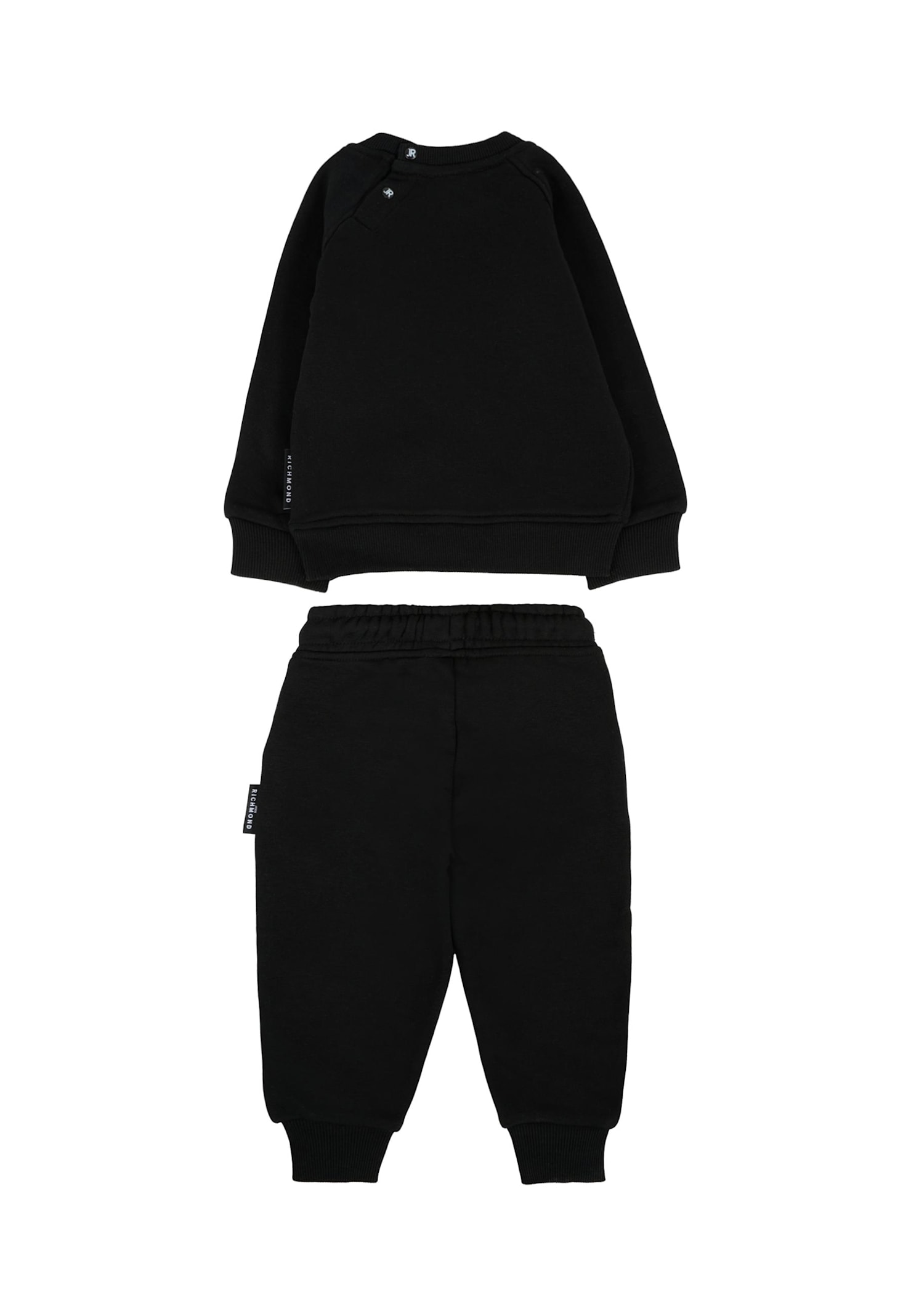 Richmond Black Suit For Baby Girl With Logo In Black