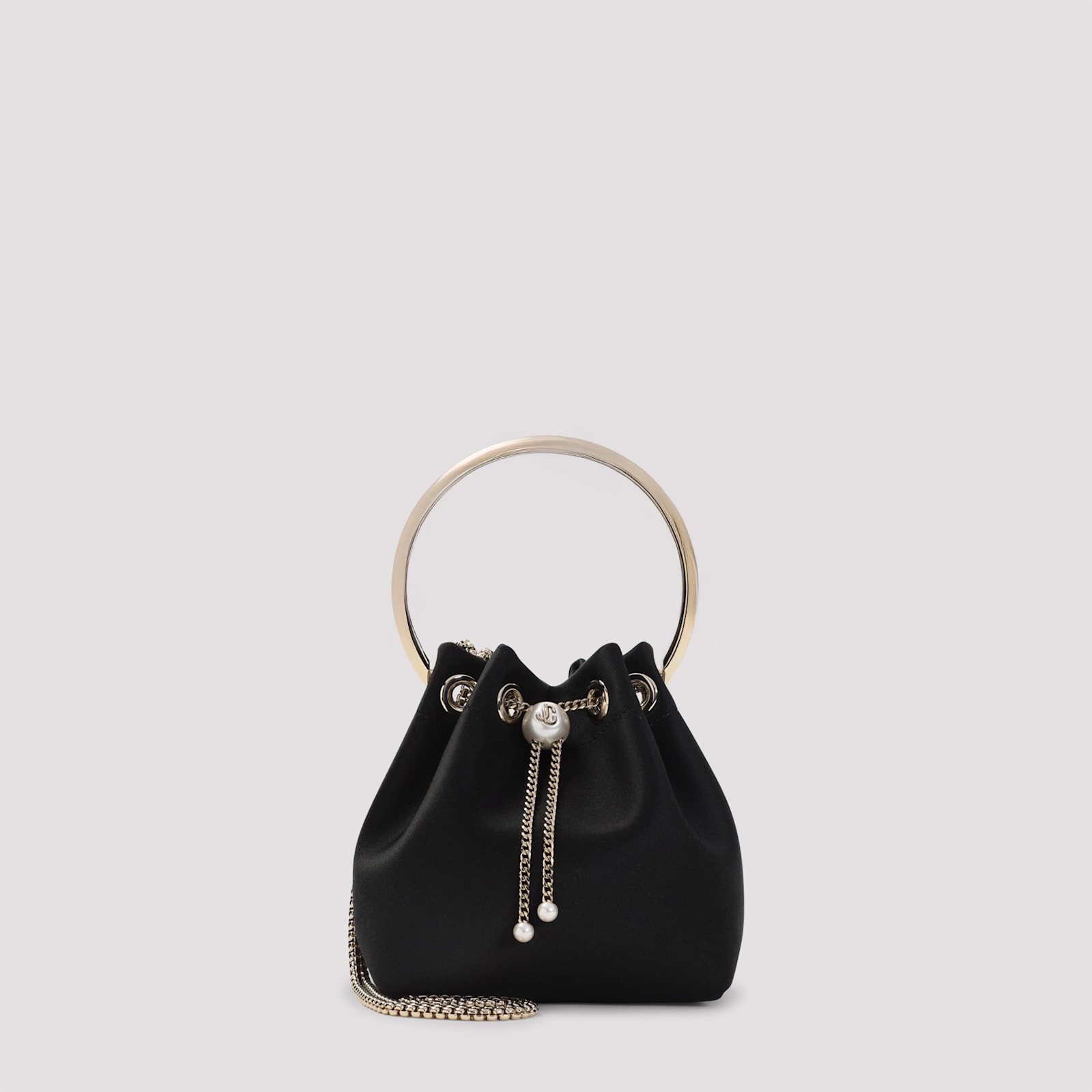 Jimmy Choo Black Bon Bon Mini Bucket Bag In Gold