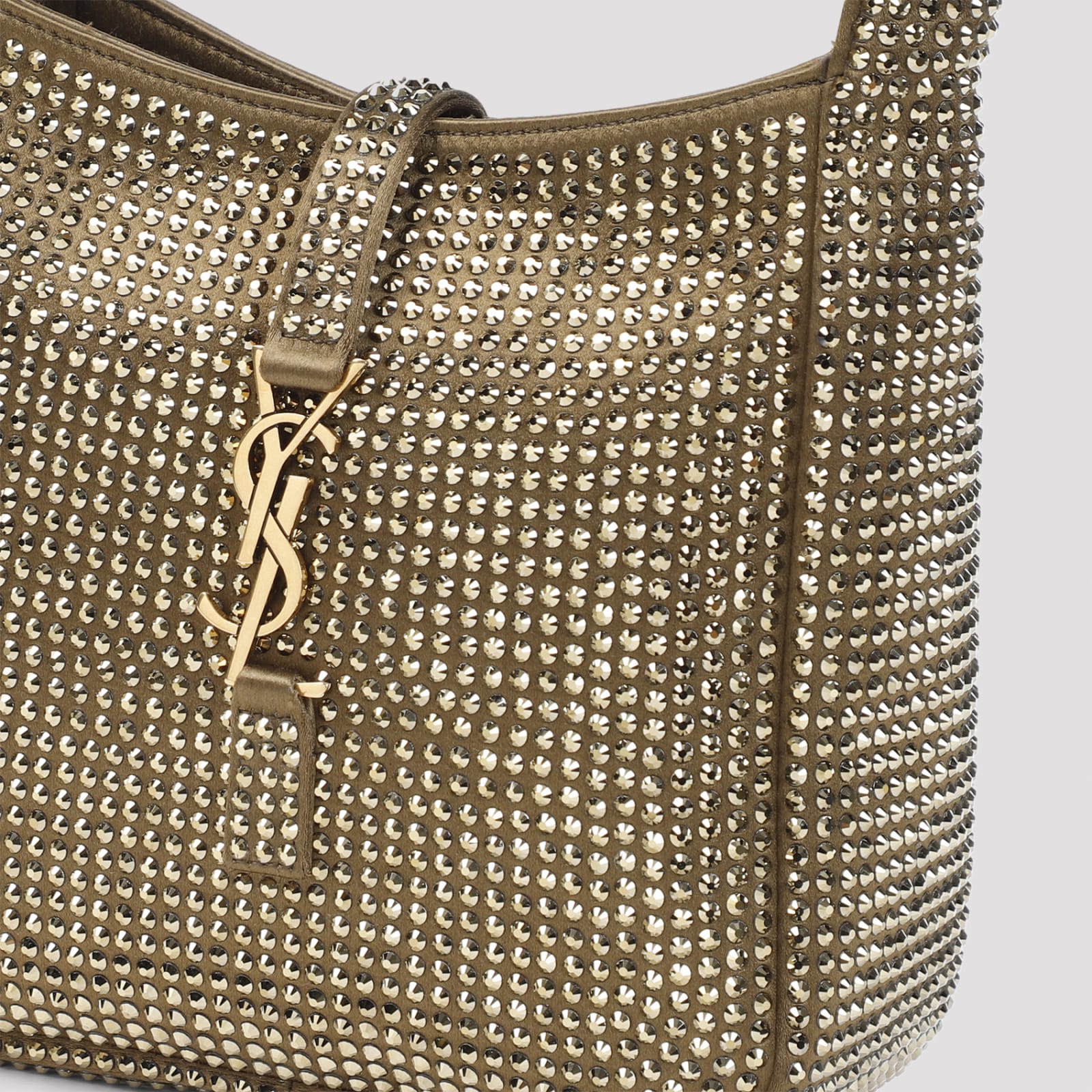 Saint Laurent Embellished Satin Le 5 Ã 7 Supple Baby Shoulder Bag